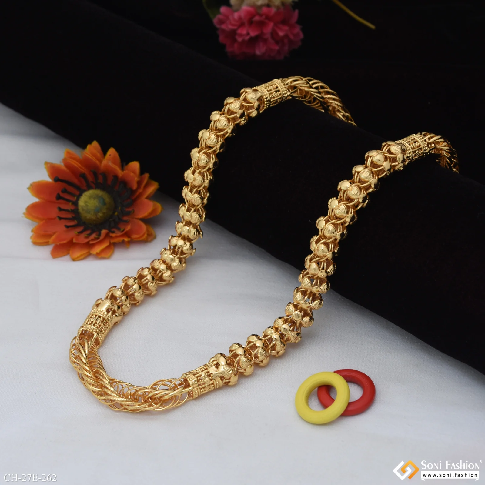Fashionable Design Gold Plated Rajwadi Chain for Men - Style E262 - Image 4