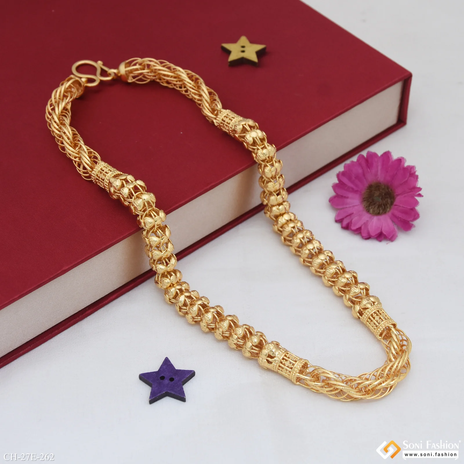 Fashionable Design Gold Plated Rajwadi Chain for Men - Style E262 - Image 5