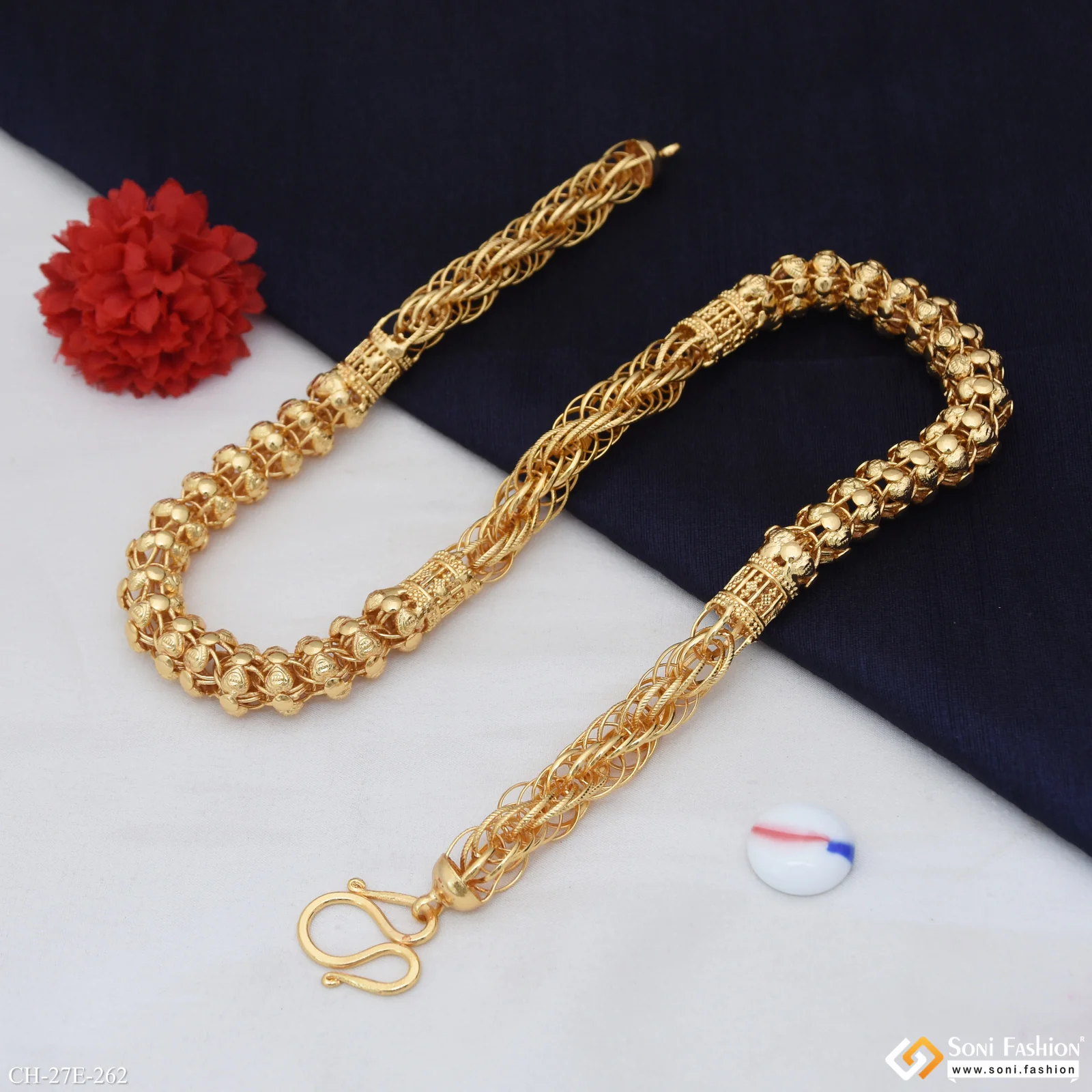 Fashionable Design Gold Plated Rajwadi Chain for Men - Style E262 - Image 6