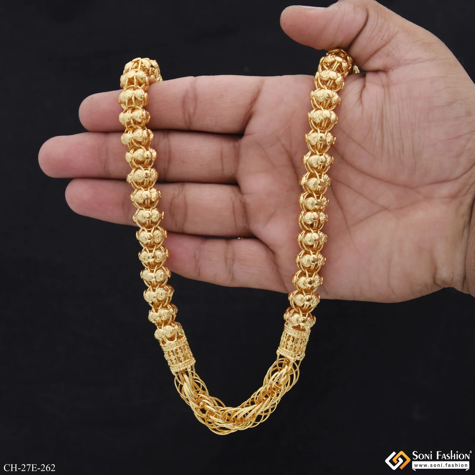 Fashionable Design Gold Plated Rajwadi Chain for Men - Style E262 - Image 7