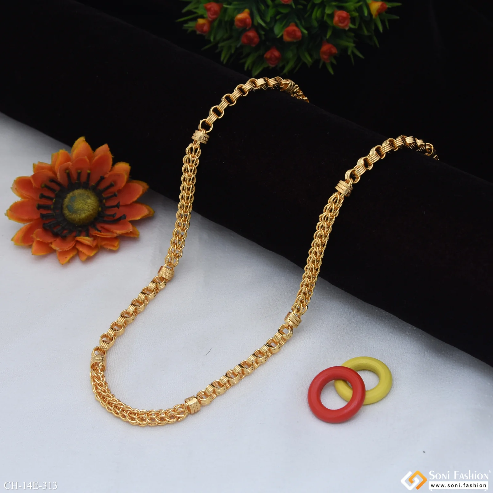 Fashionable Design Gold Plated Rajwadi Chain for Men - Style E313 - Image 3