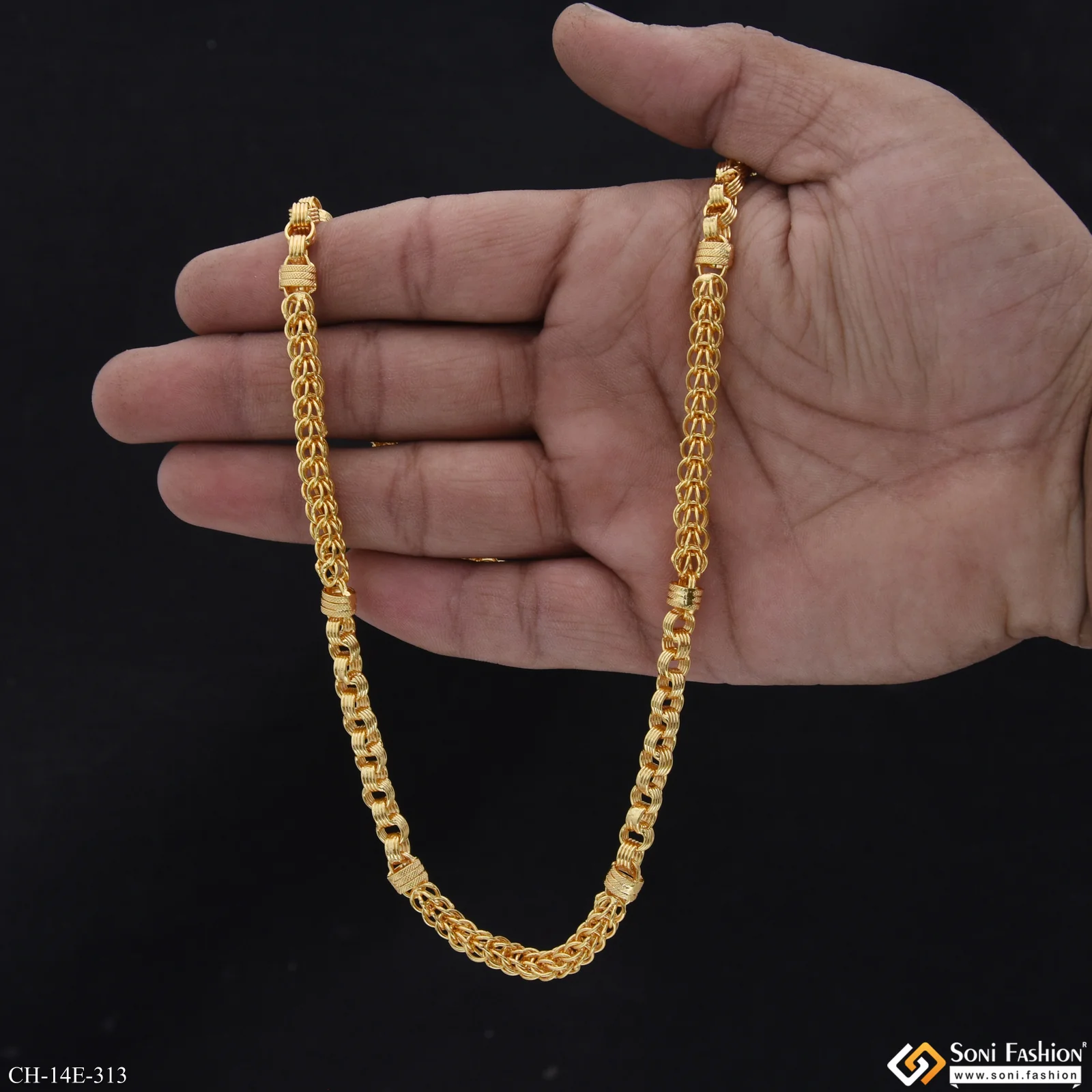 Fashionable Design Gold Plated Rajwadi Chain for Men - Style E313 - Image 5