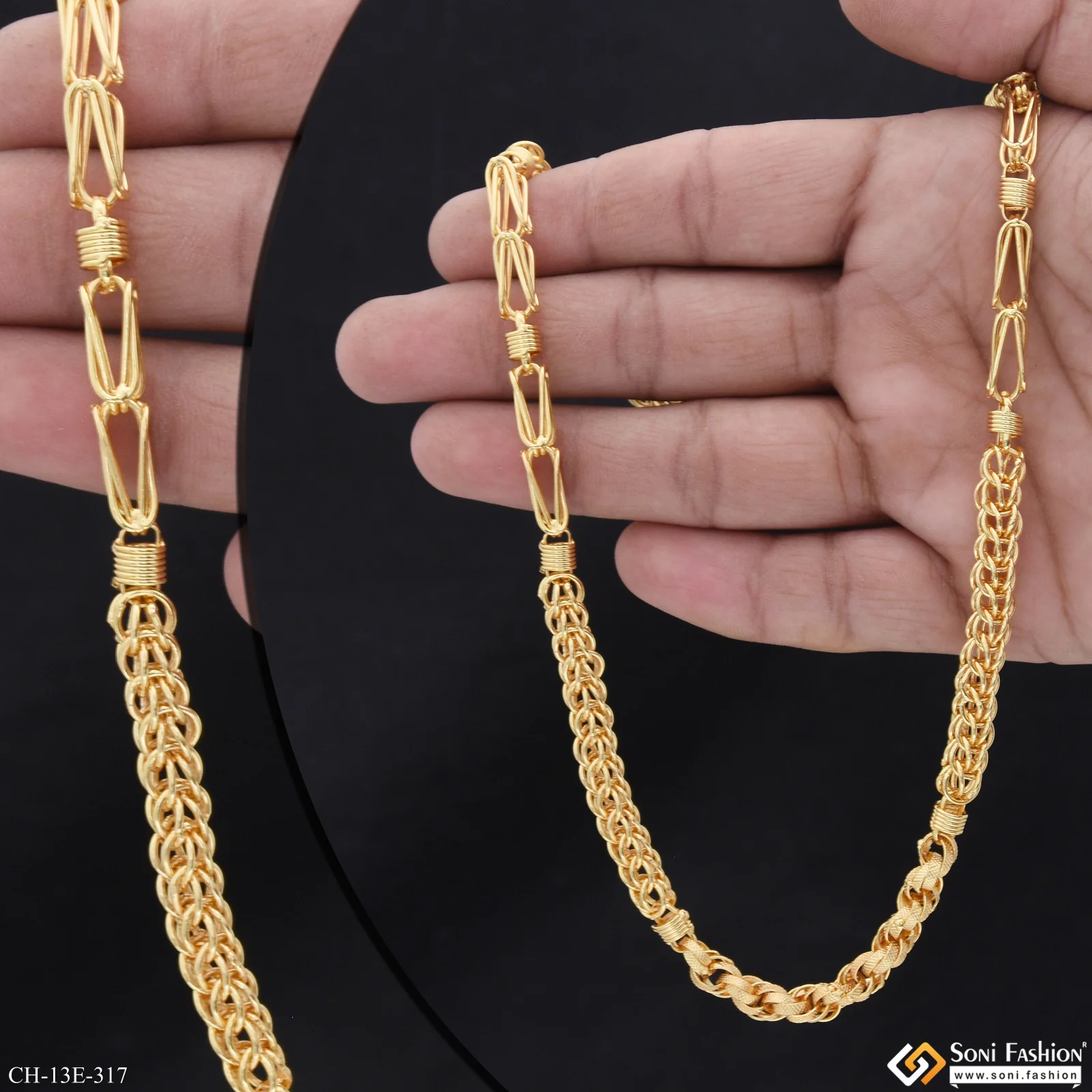 Fashionable Design Gold Plated Rajwadi Chain for Men - Style E317 - Image 2