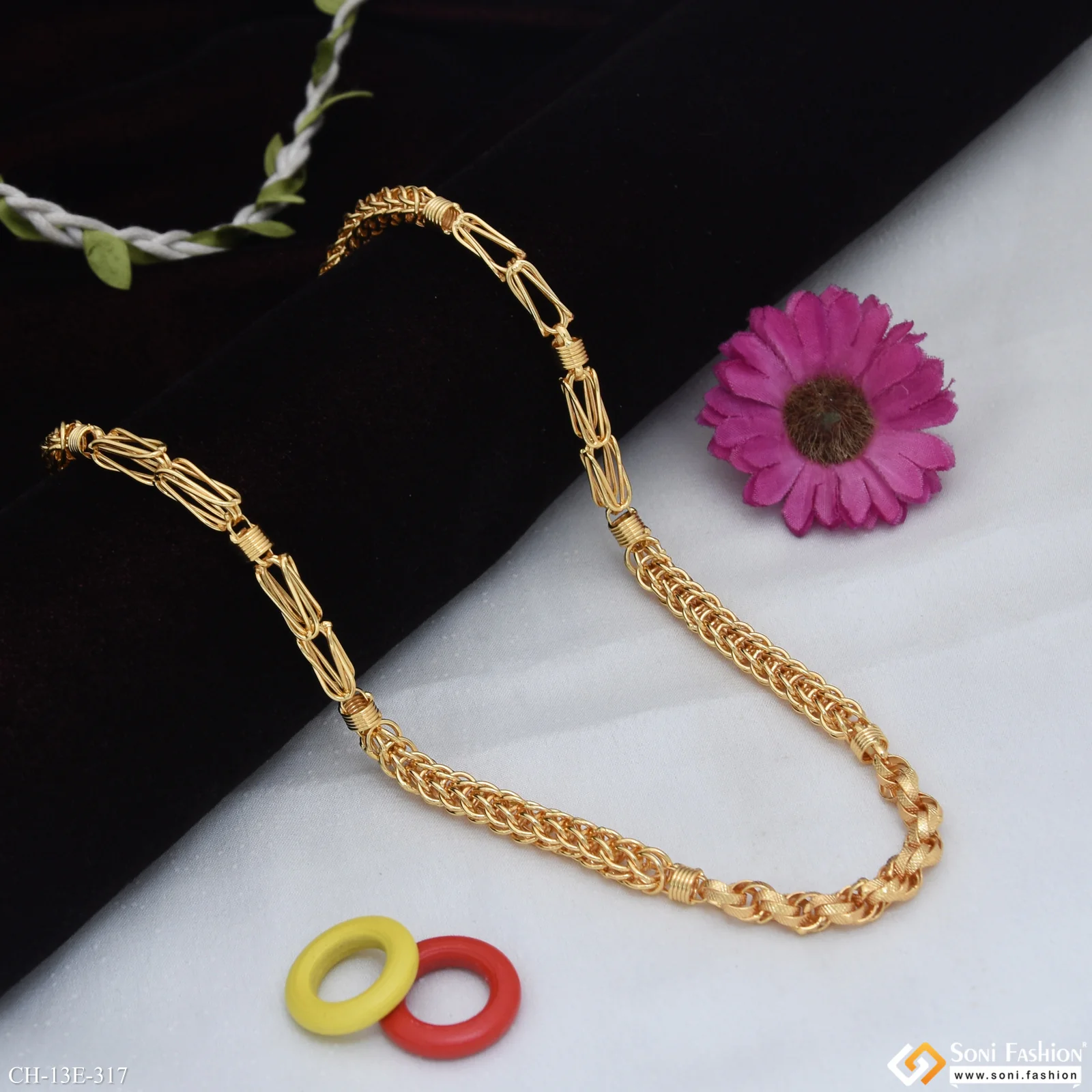 Fashionable Design Gold Plated Rajwadi Chain for Men - Style E317 - Image 3
