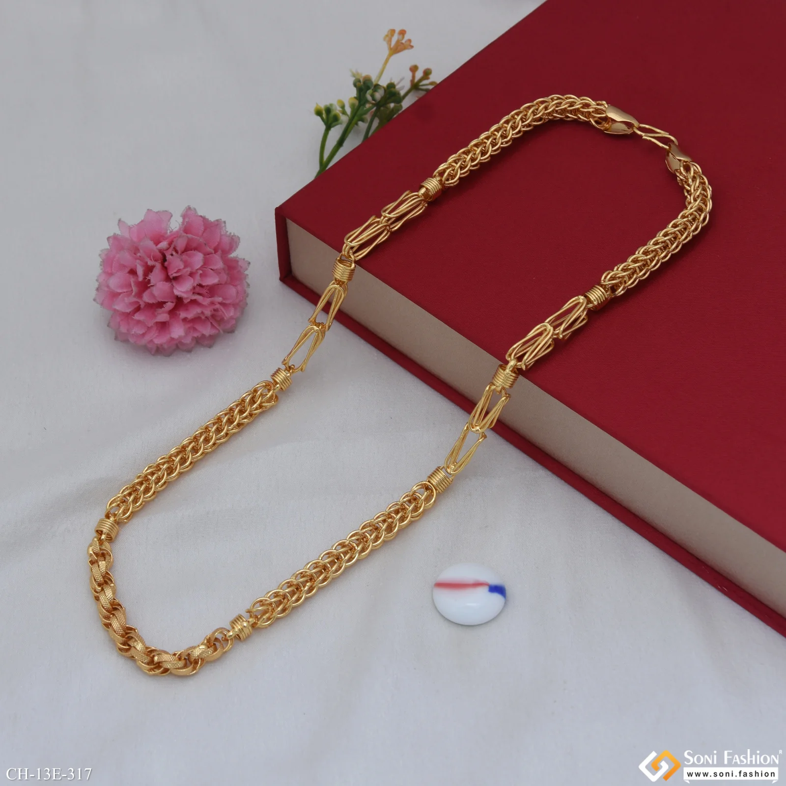 Fashionable Design Gold Plated Rajwadi Chain for Men - Style E317 - Image 4