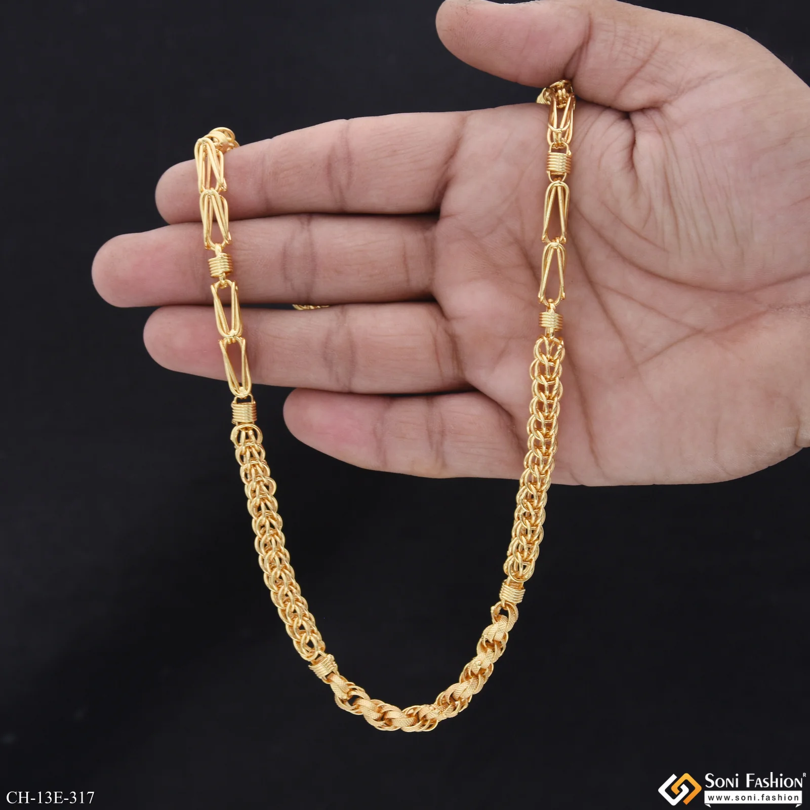 Fashionable Design Gold Plated Rajwadi Chain for Men - Style E317 - Image 5