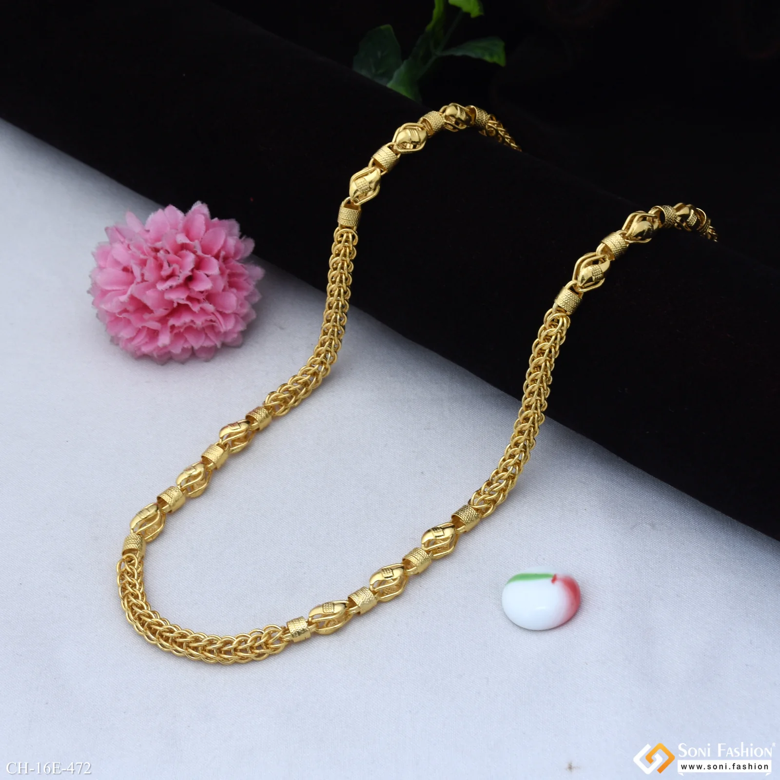 Fashionable Design Gold Plated Rajwadi Chain for Men - Style E472 - Image 3