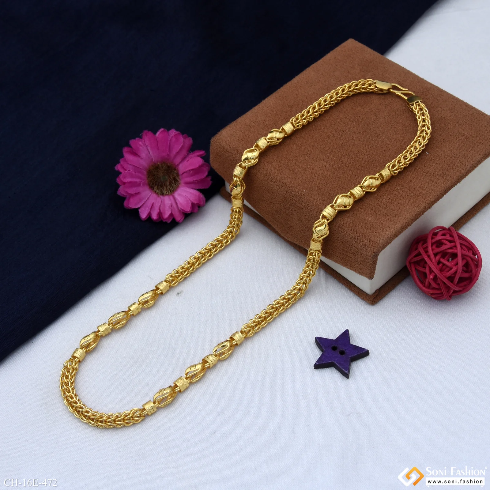 Fashionable Design Gold Plated Rajwadi Chain for Men - Style E472 - Image 5