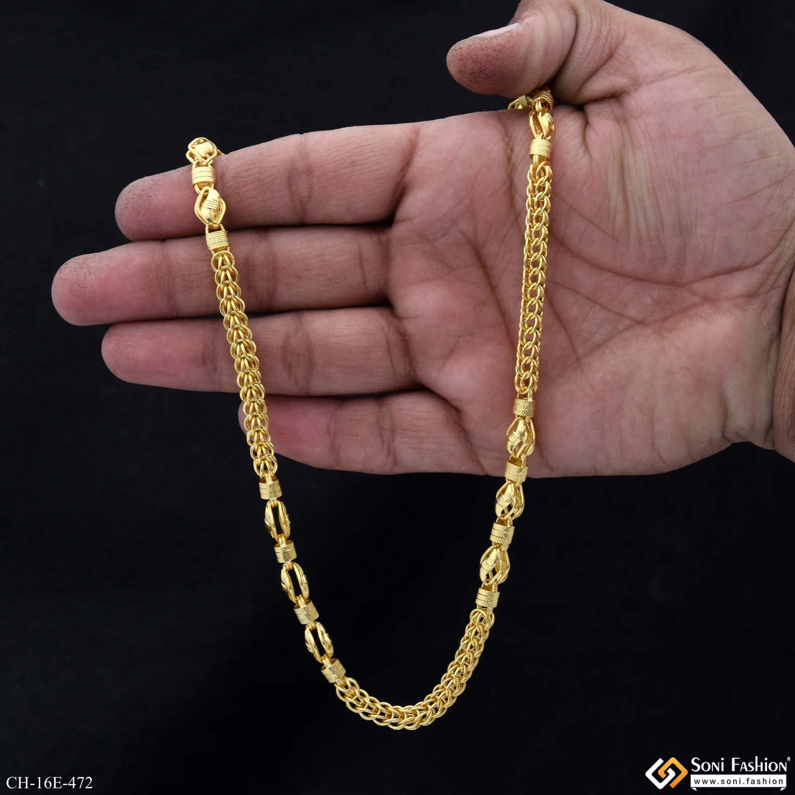 Fashionable Design Gold Plated Rajwadi Chain for Men - Style E472 - Image 6