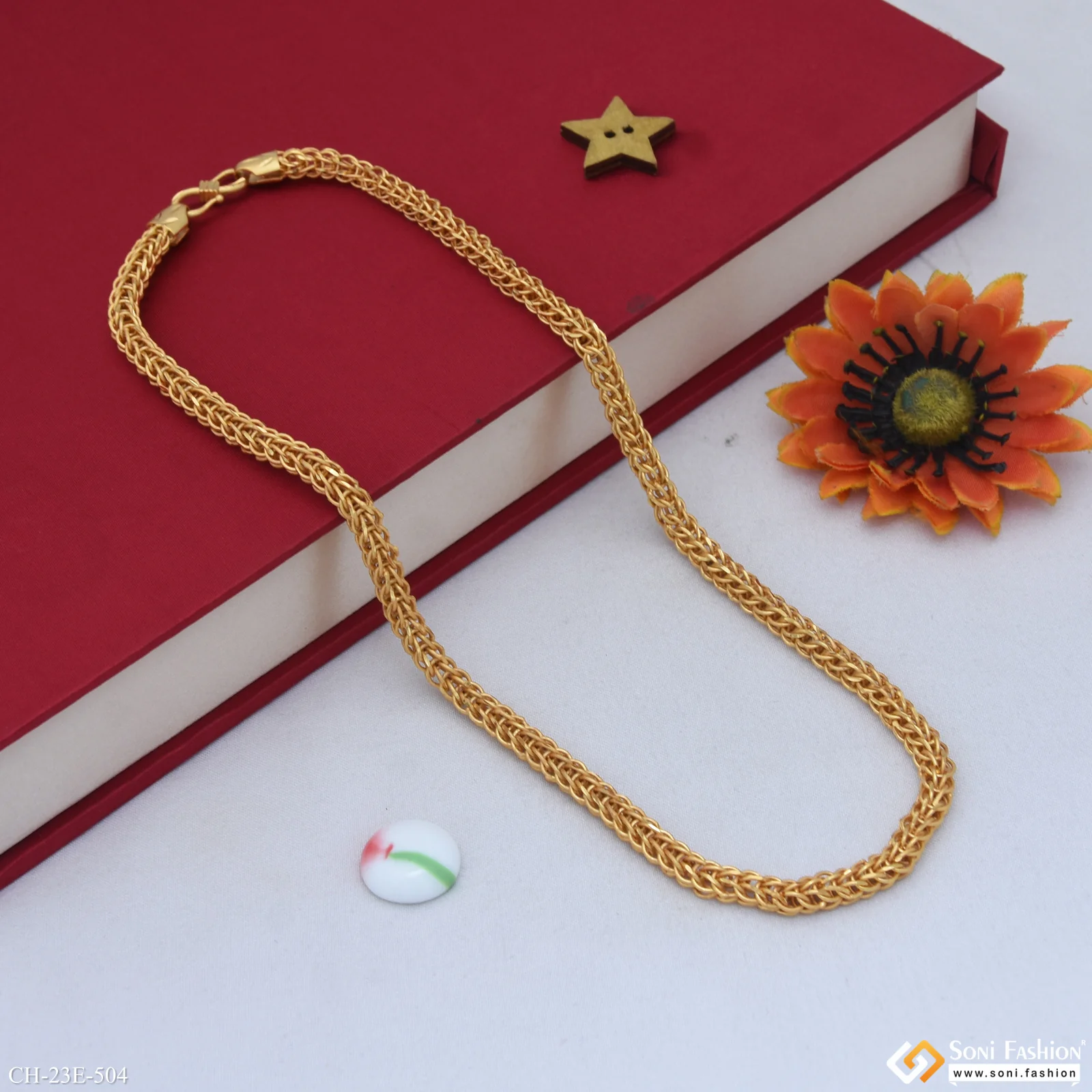 Fashionable Design Gold Plated Rajwadi Chain for Men - Style E504 - Image 4