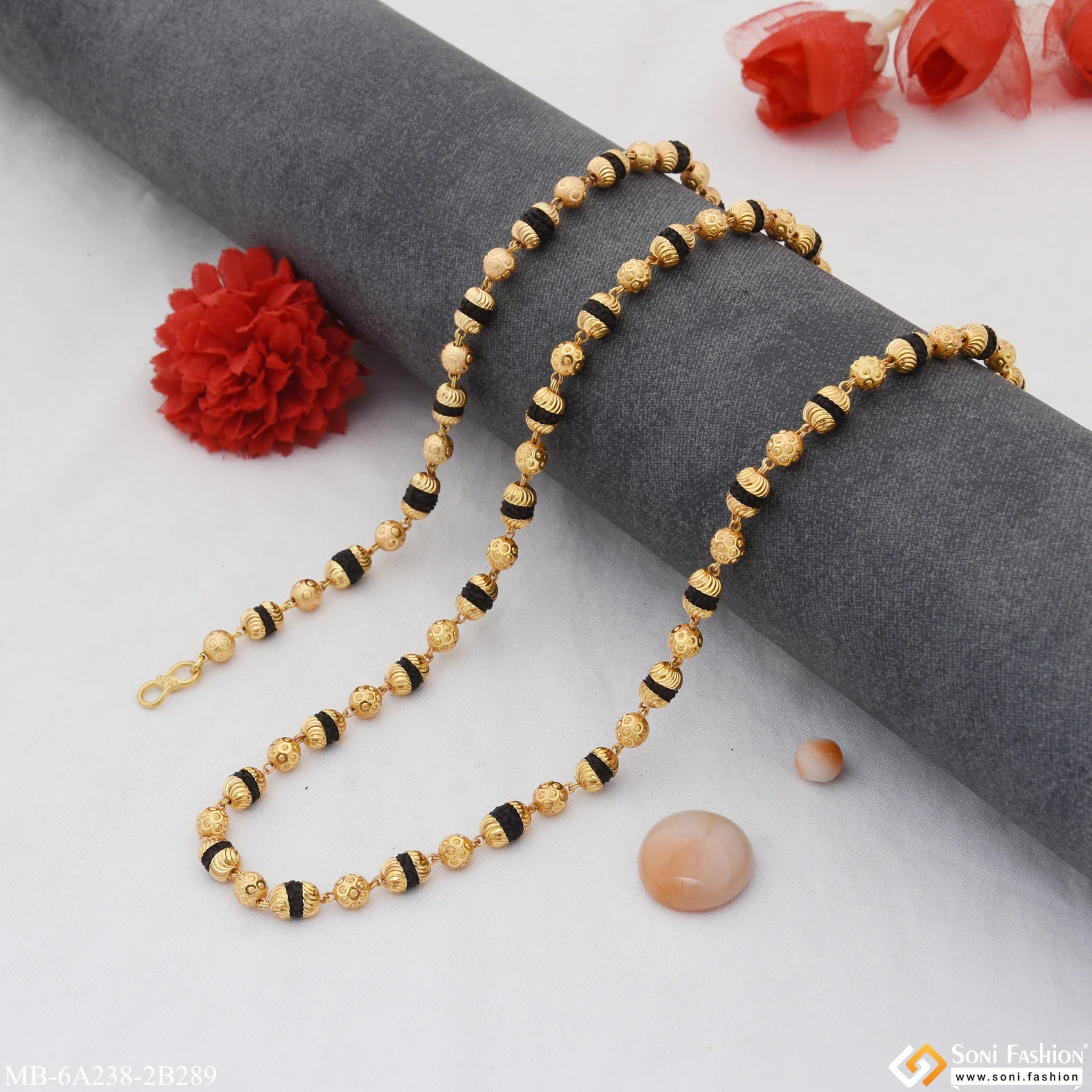Fashionable Design Gold Plated Rudraksha Mala with Bracelet for Men (MB-A238-B289) - Image 3