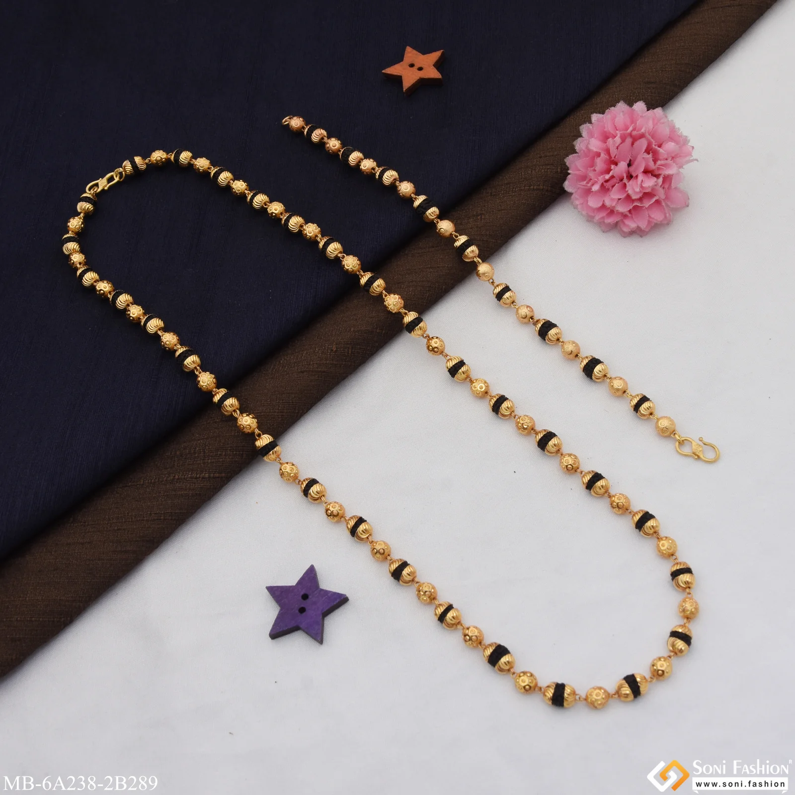 Fashionable Design Gold Plated Rudraksha Mala with Bracelet for Men (MB-A238-B289) - Image 4