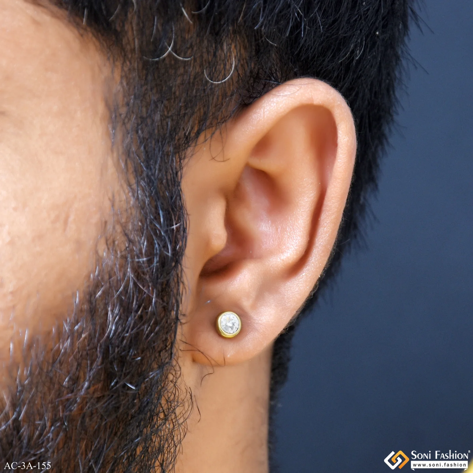 Fashionable Design Golden Color Stud Earring for Men (2 Pc) - Style A155