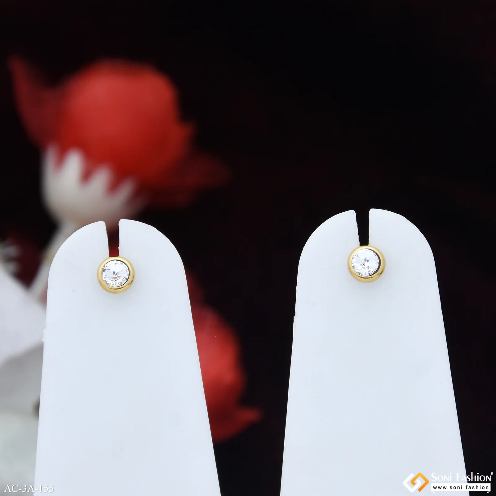 Fashionable Design Golden Color Stud Earring for Men (2 Pc) - Style A155 - Image 2