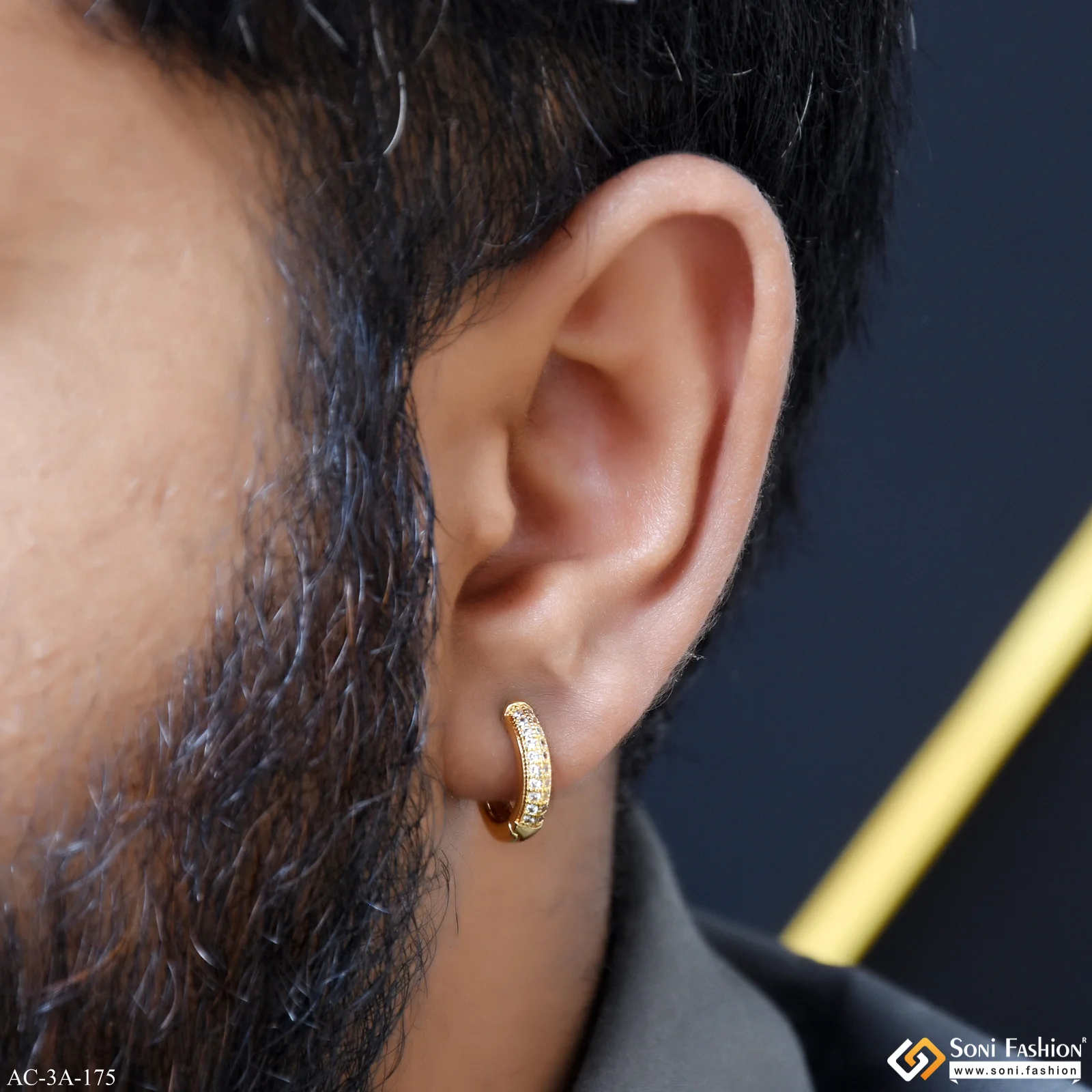 Fashionable Design Golden Color Stud Earring for Men (2 Pc) - Style A175