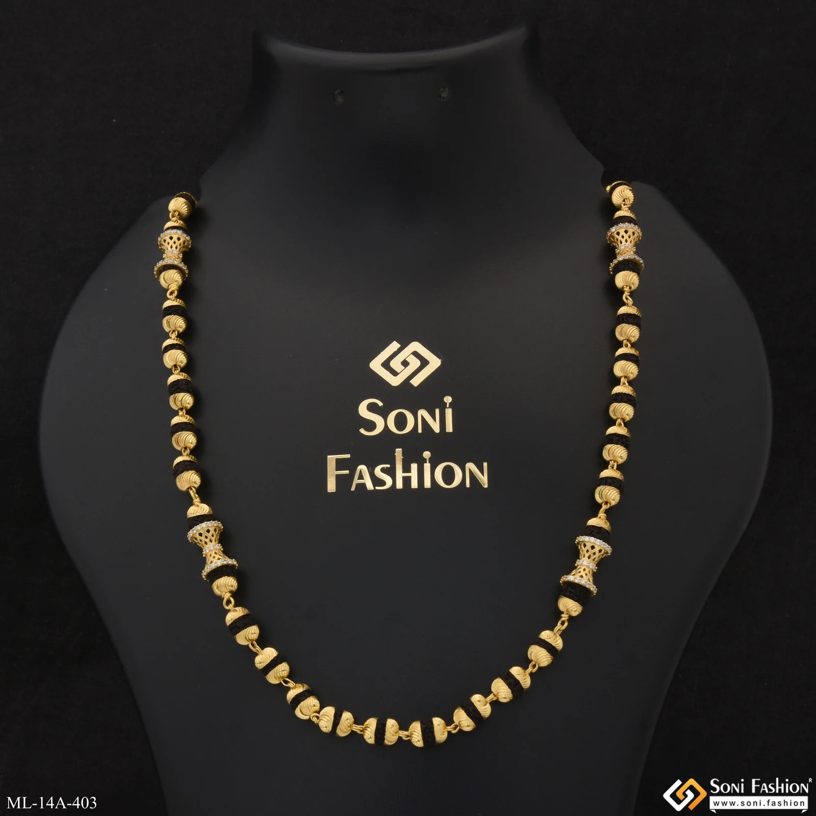 Fashionable Design Gold Plated Rudraksha Mala for Men - Style A403 - Image 3