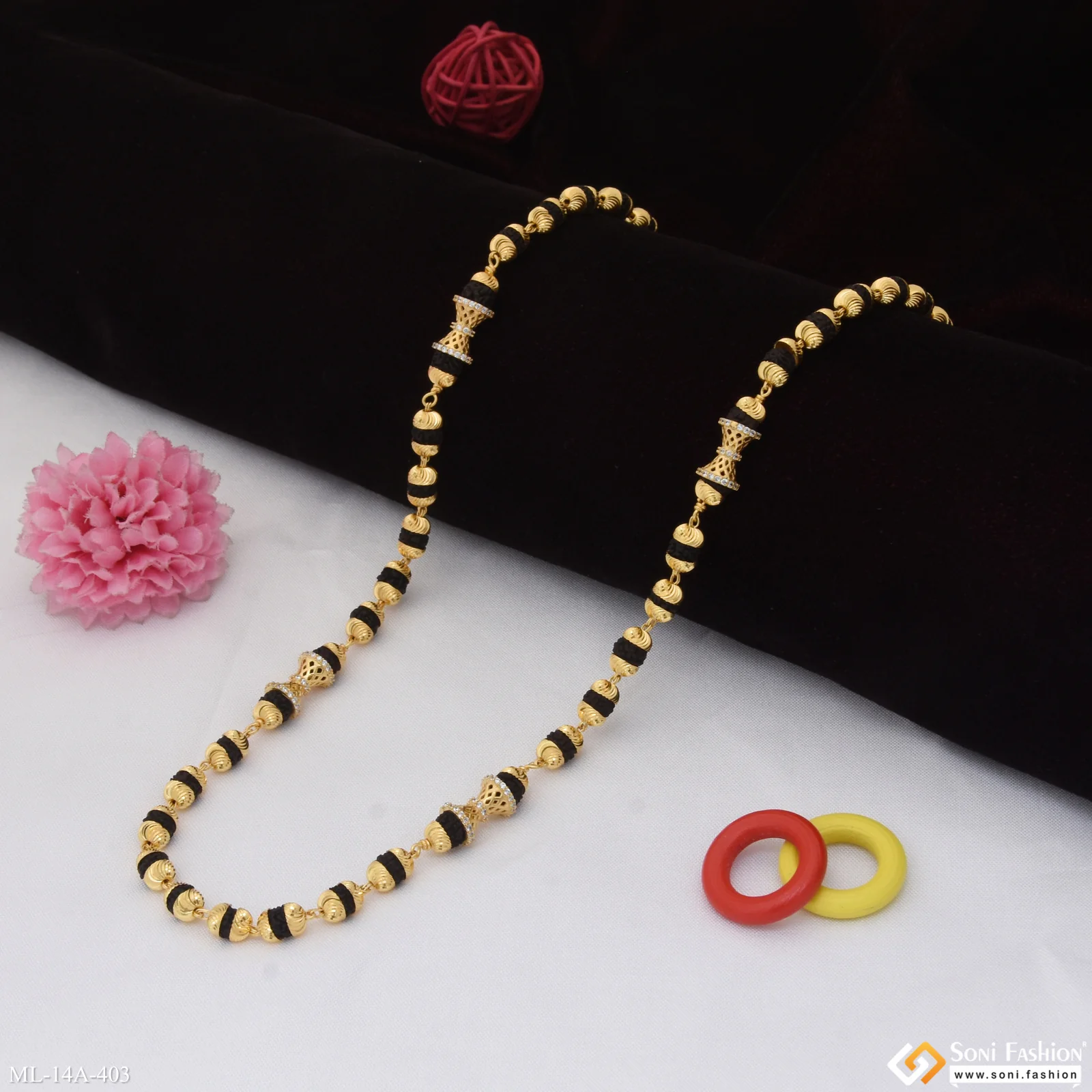 Fashionable Design Gold Plated Rudraksha Mala for Men - Style A403 - Image 4