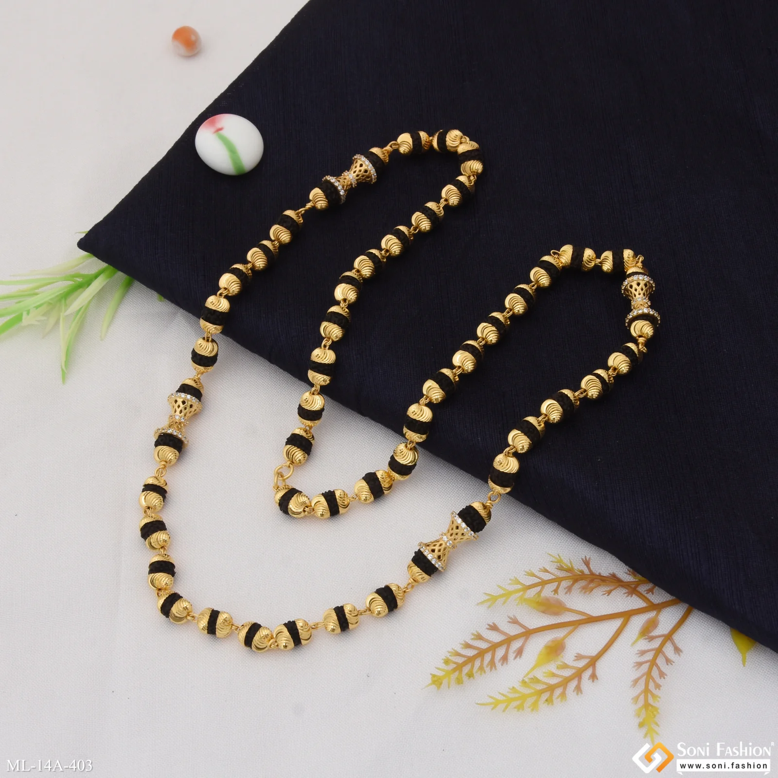 Fashionable Design Gold Plated Rudraksha Mala for Men - Style A403 - Image 5