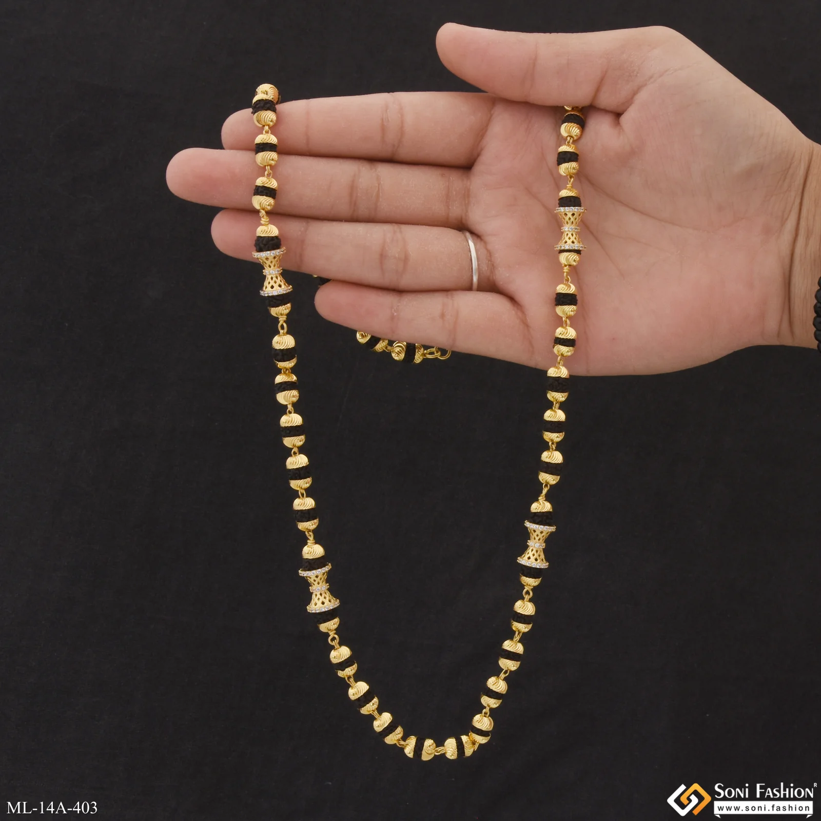Fashionable Design Gold Plated Rudraksha Mala for Men - Style A403 - Image 7