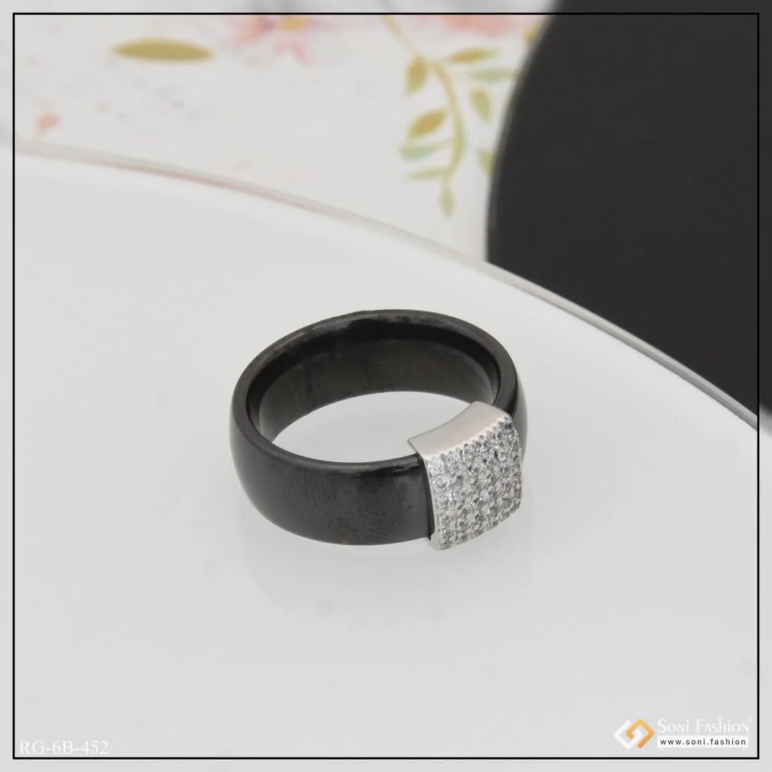 Fashionable Design With Diamond Latest Design Black Color Ring For Men - Style B452 - Image 5