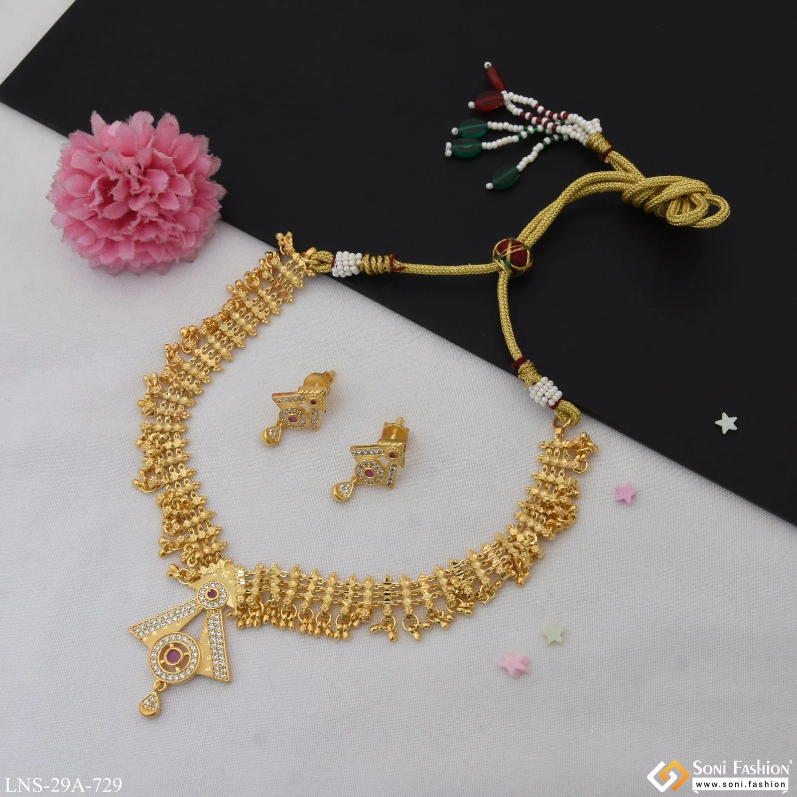 Fashionable Fancy Design Gold Plated Necklace Set for Women - Style A729 - Image 2
