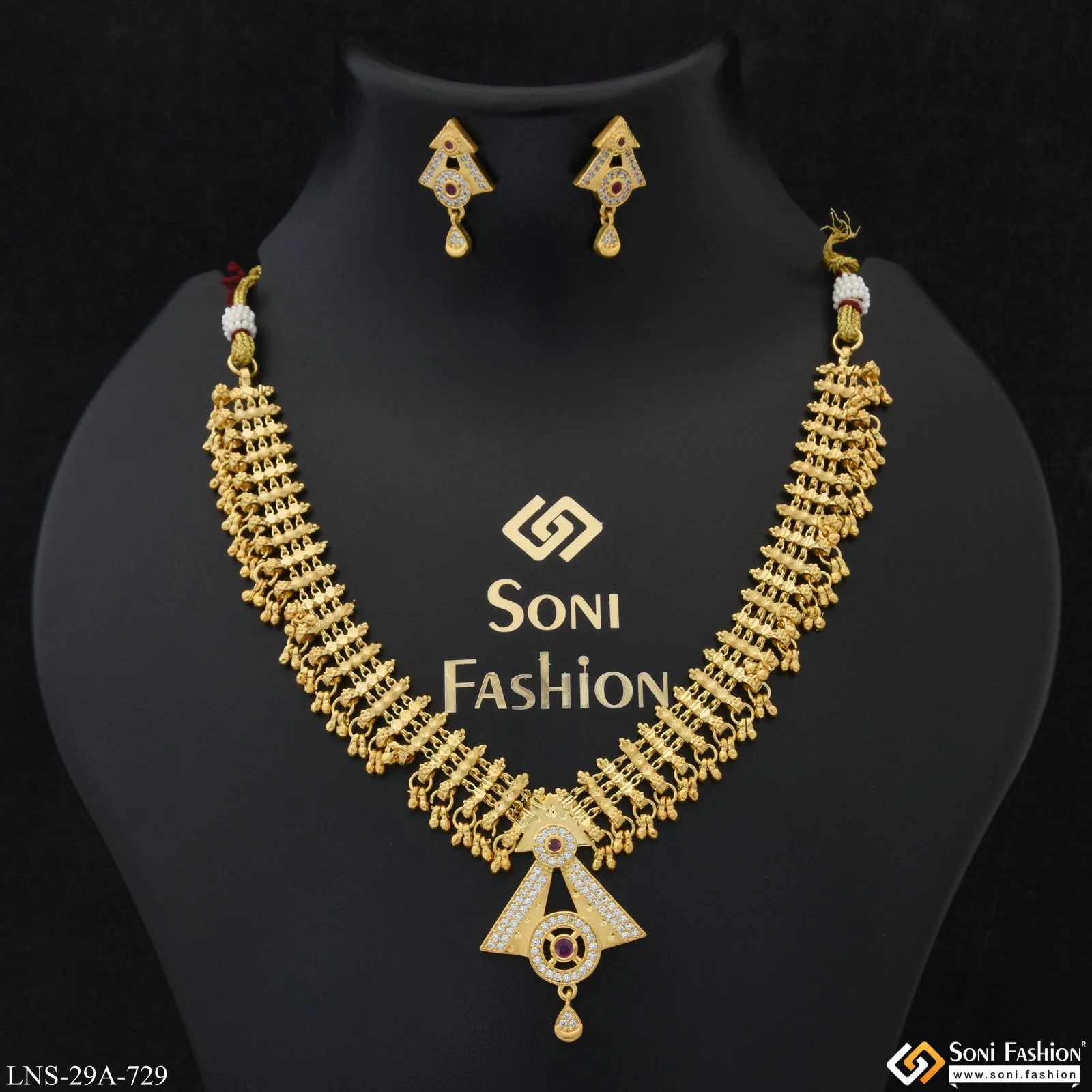 Fashionable Fancy Design Gold Plated Necklace Set for Women - Style A729 - Image 5