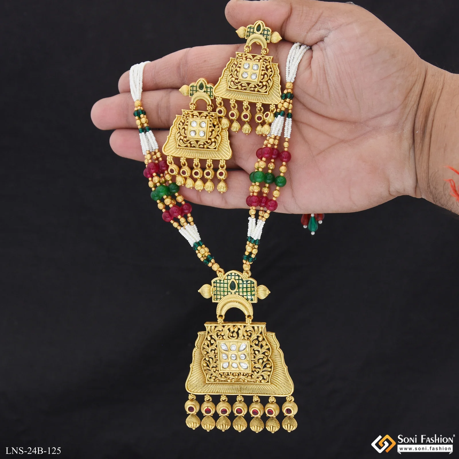 Fashionable Gold Plated Antique Necklace Set for Women - Style B125 - Image 3