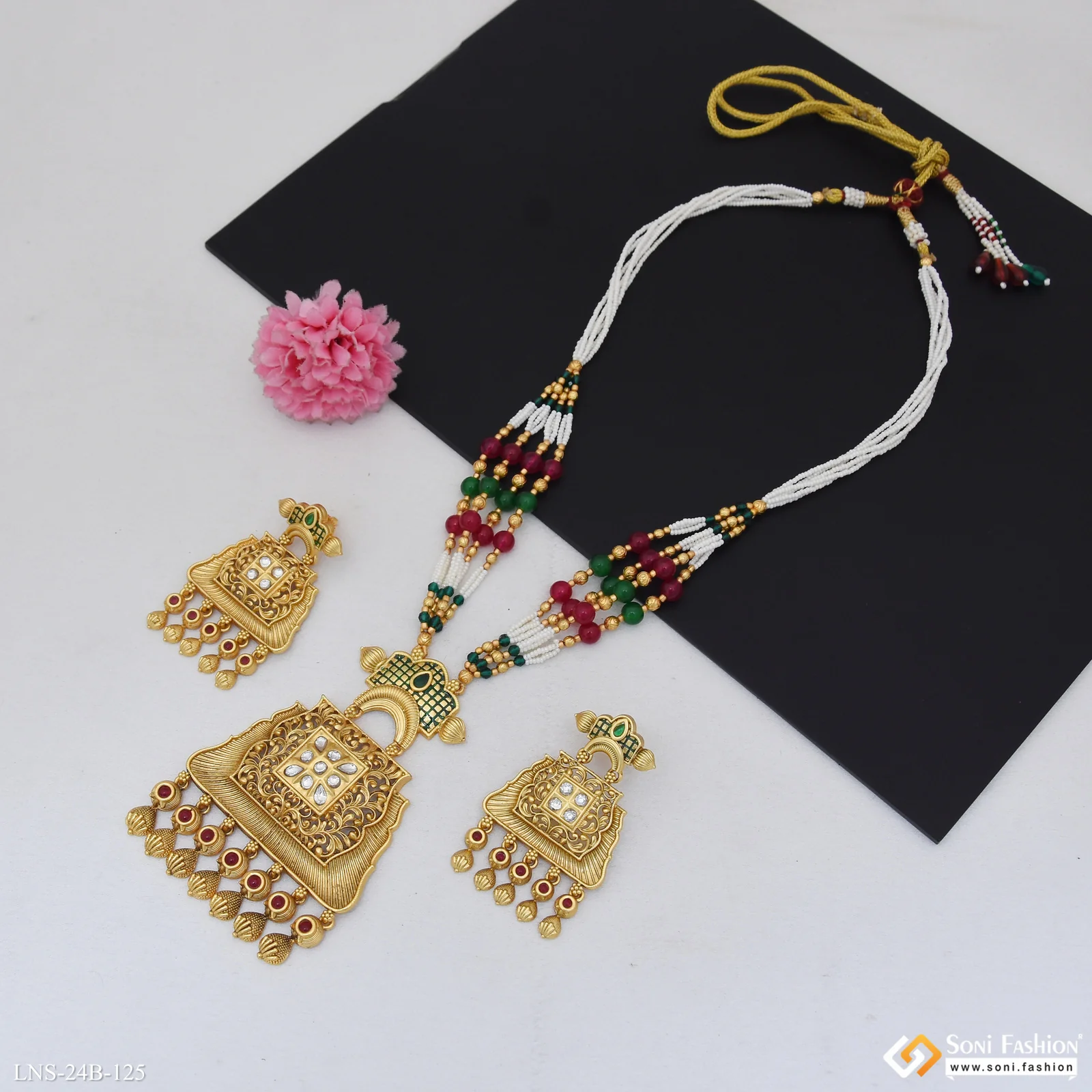 Fashionable Gold Plated Antique Necklace Set for Women - Style B125 - Image 4