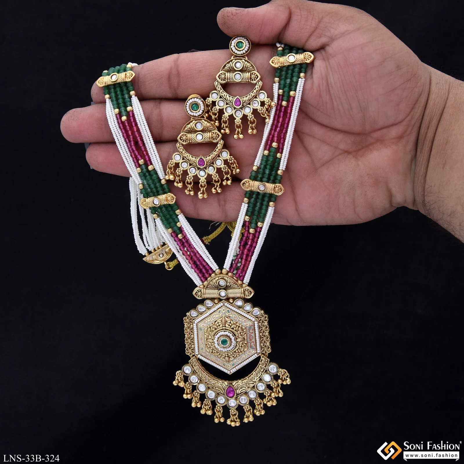 Fashionable Gold Plated Antique Necklace Set for Women - Style B324 - Image 2