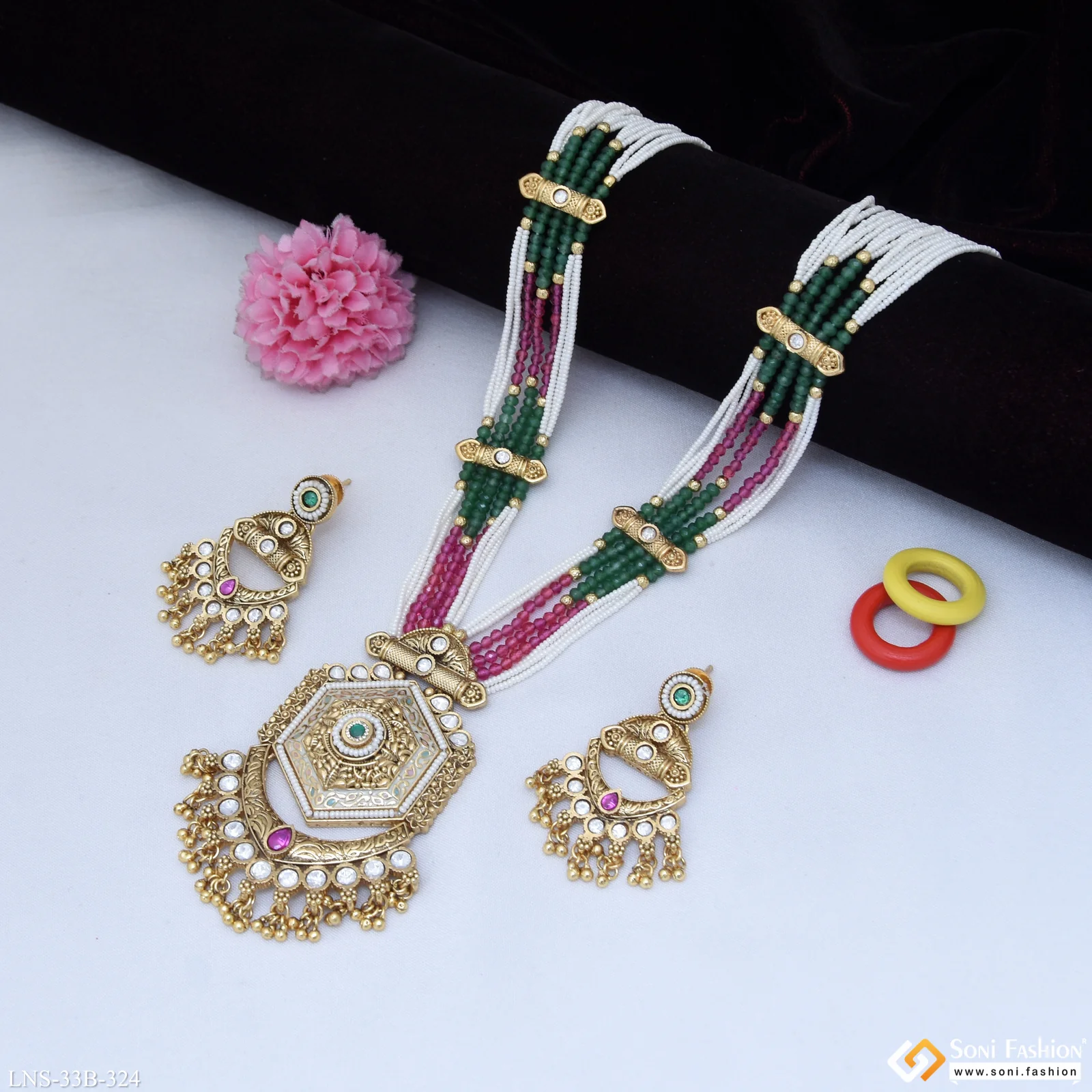Fashionable Gold Plated Antique Necklace Set for Women - Style B324 - Image 4
