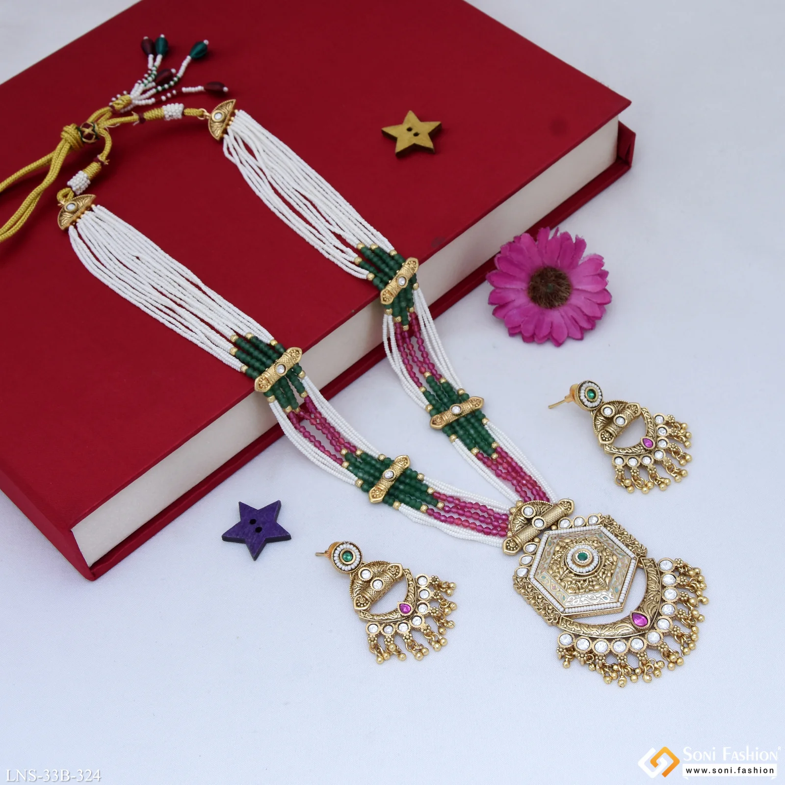 Fashionable Gold Plated Antique Necklace Set for Women - Style B324 - Image 5