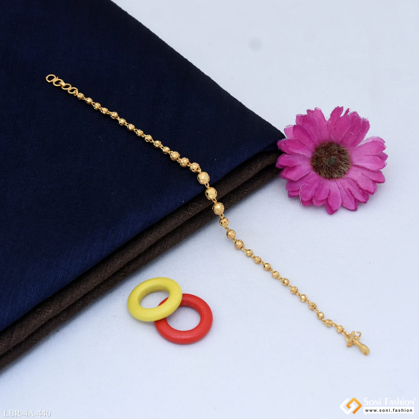 Fashionable Gold Plated Brass Beaded Bracelet for Ladies - Style A440 - Image 3