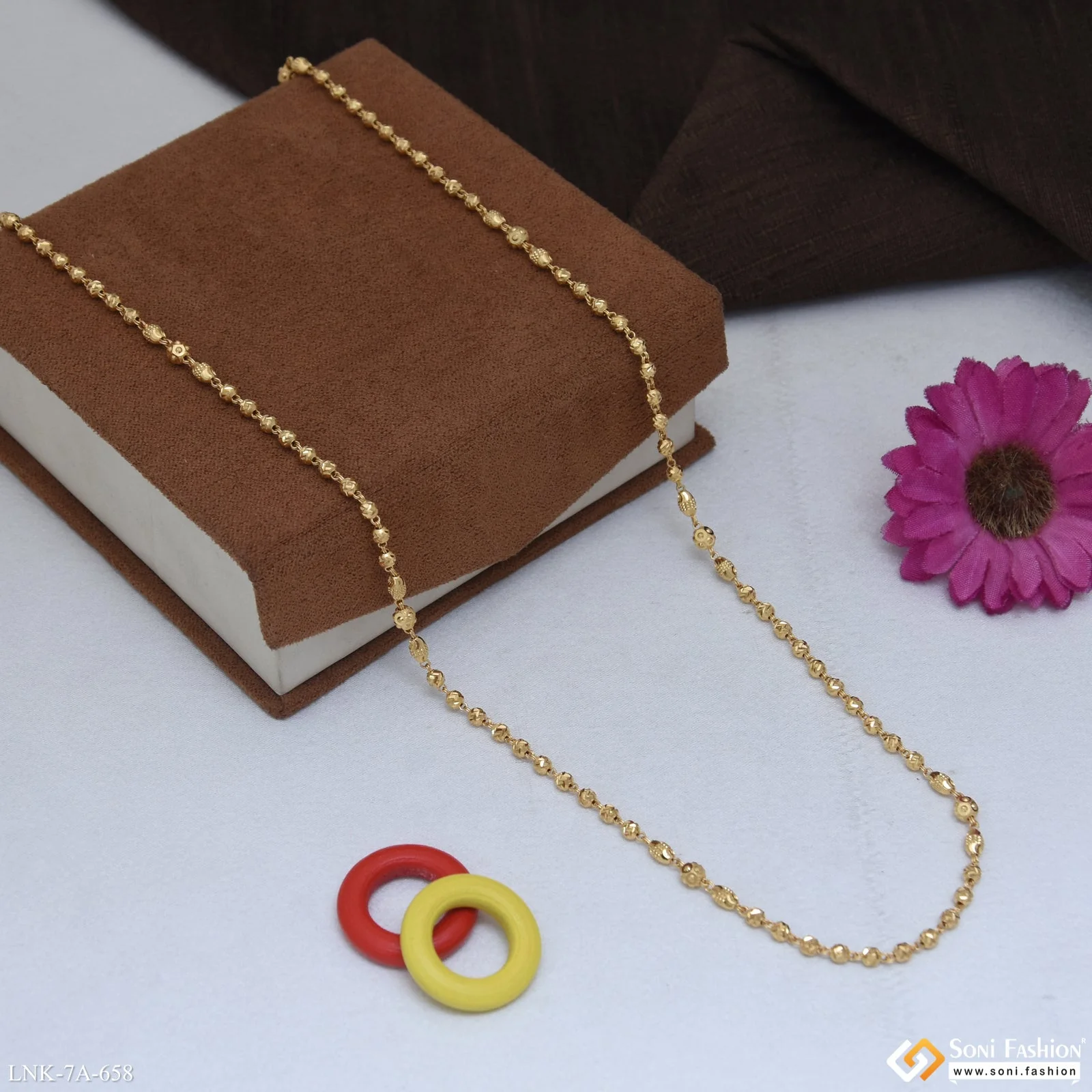 Fashionable Gold Plated Brass Beaded Mala for Women - Style A658 - Image 3