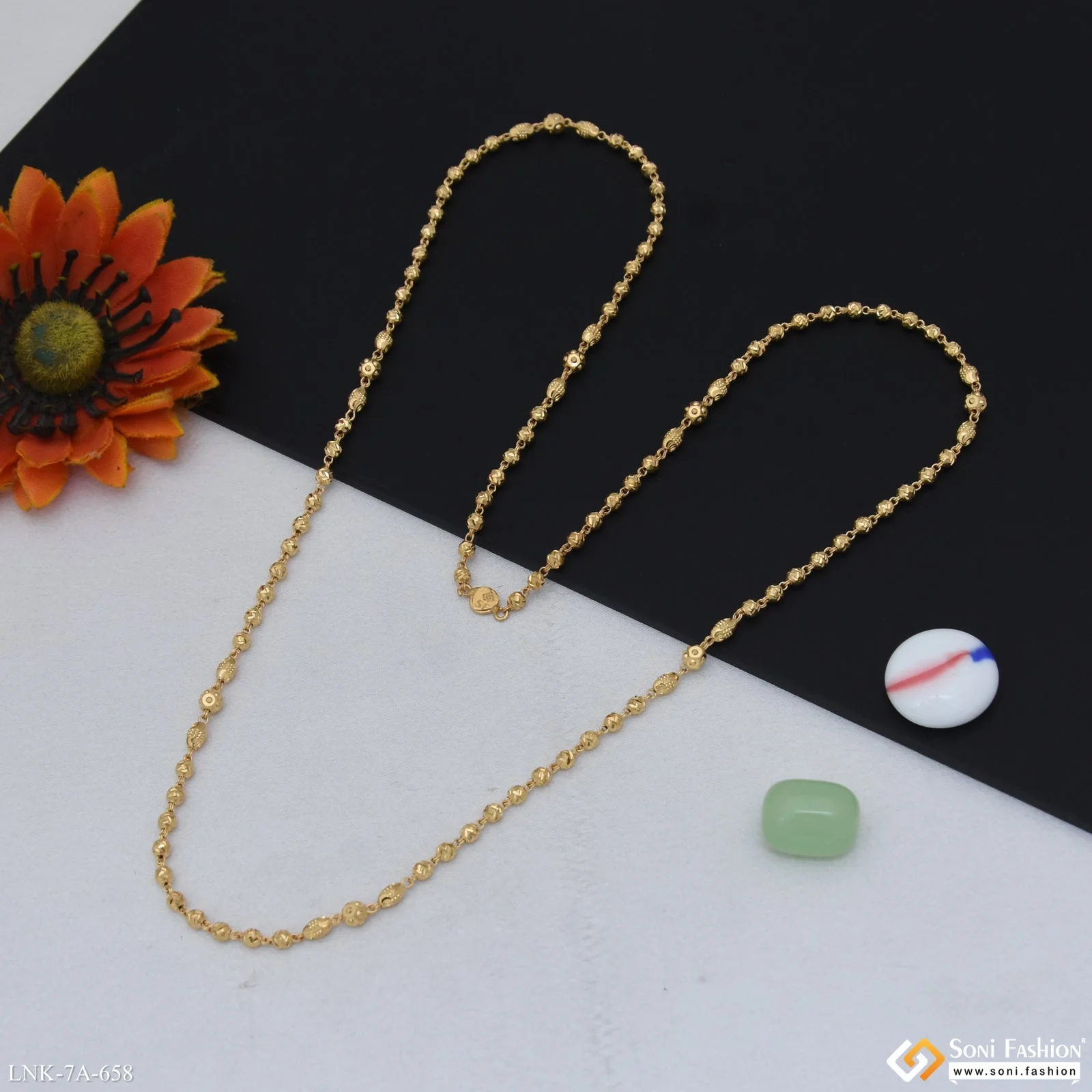 Fashionable Gold Plated Brass Beaded Mala for Women - Style A658 - Image 4