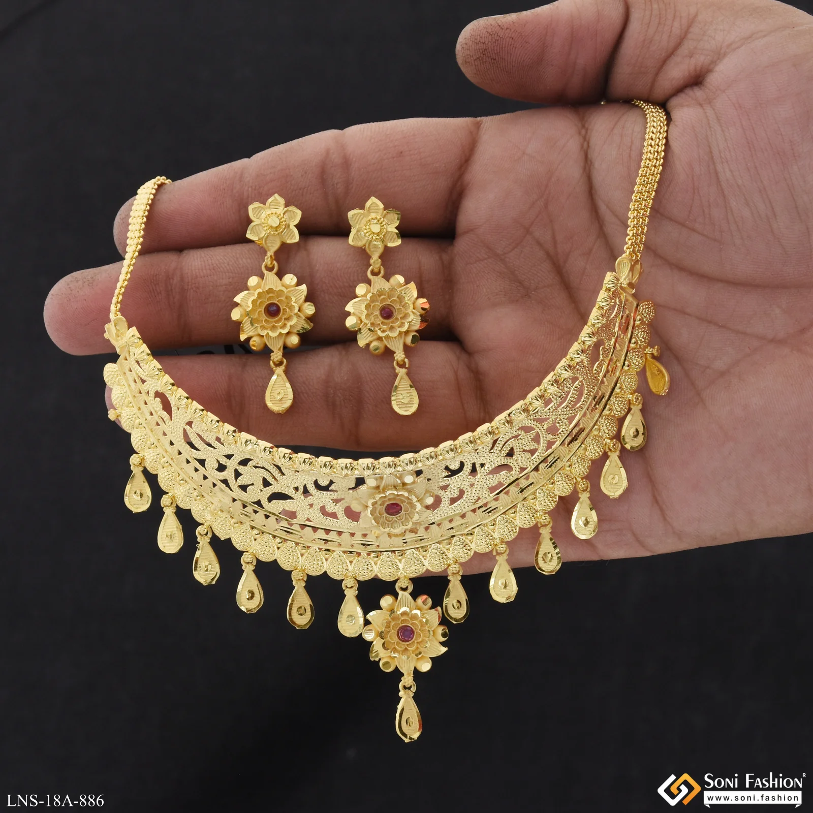 Fashionable Gold Plated Choker Necklace Set for Women - Style A886 - Image 3