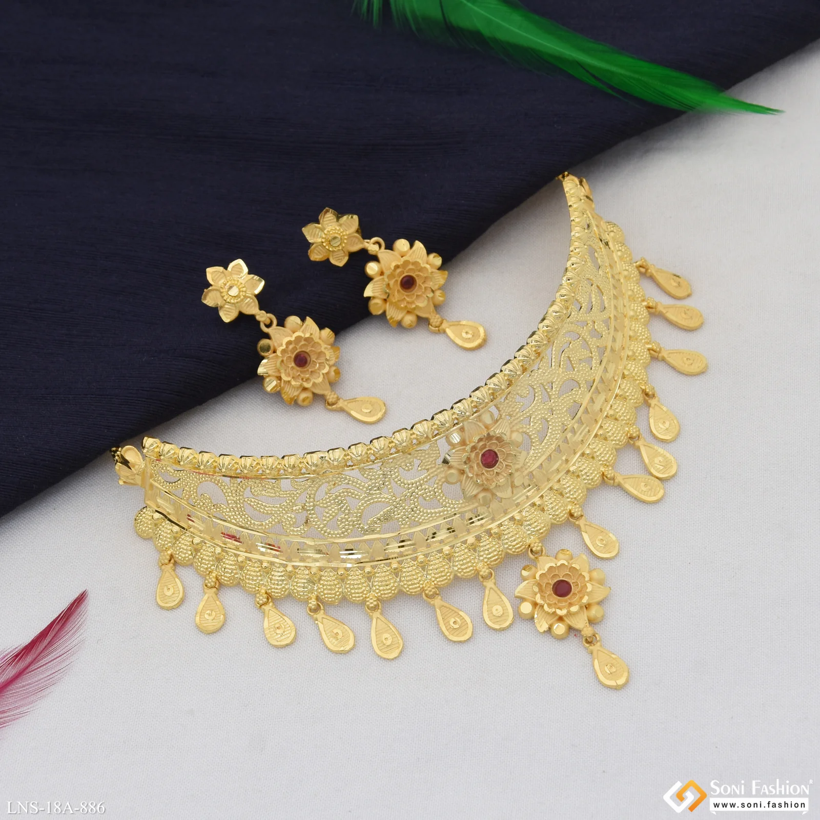 Fashionable Gold Plated Choker Necklace Set for Women - Style A886 - Image 6