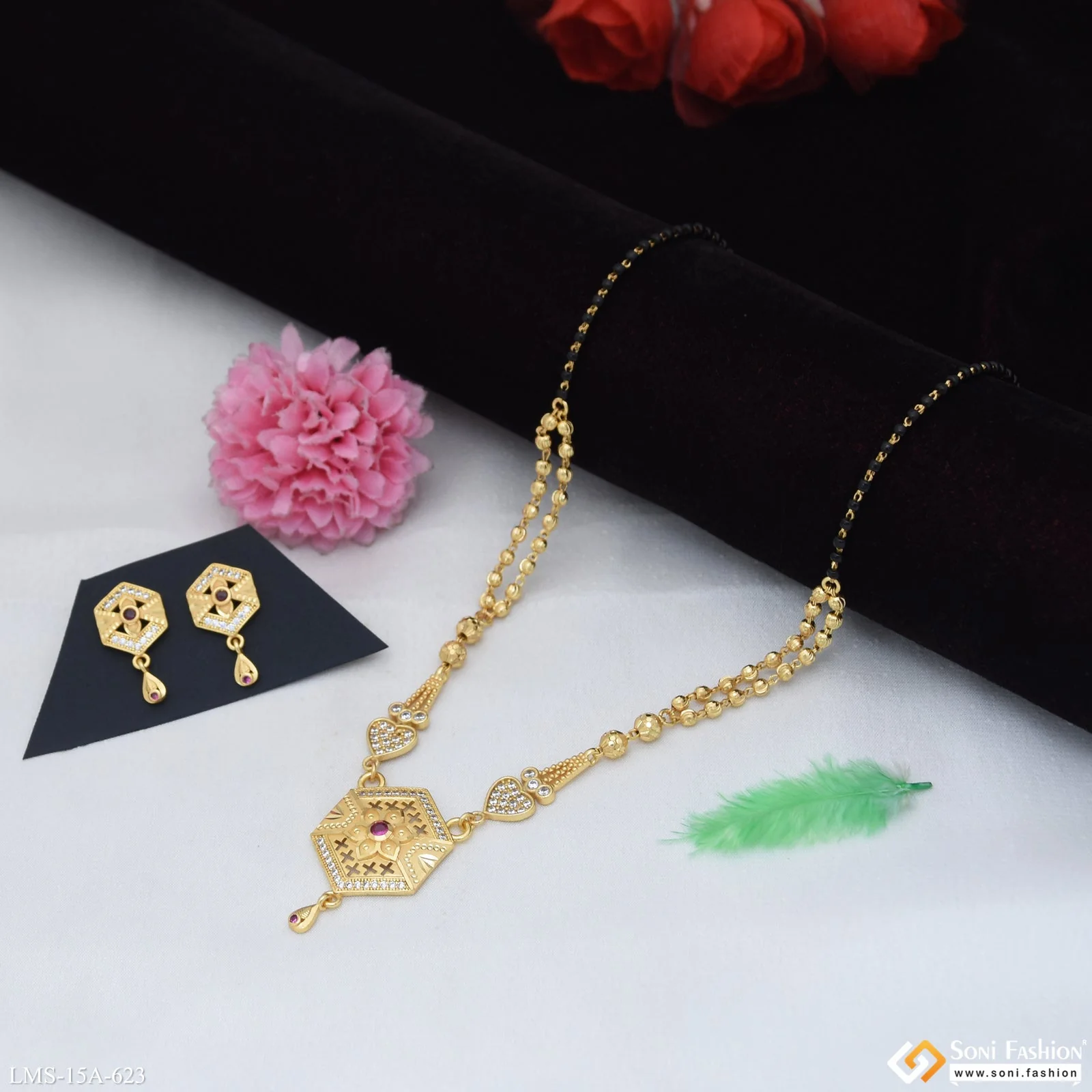 Fashionable Gold Plated Mangalsutra Set for Women - Style A623 - Image 3