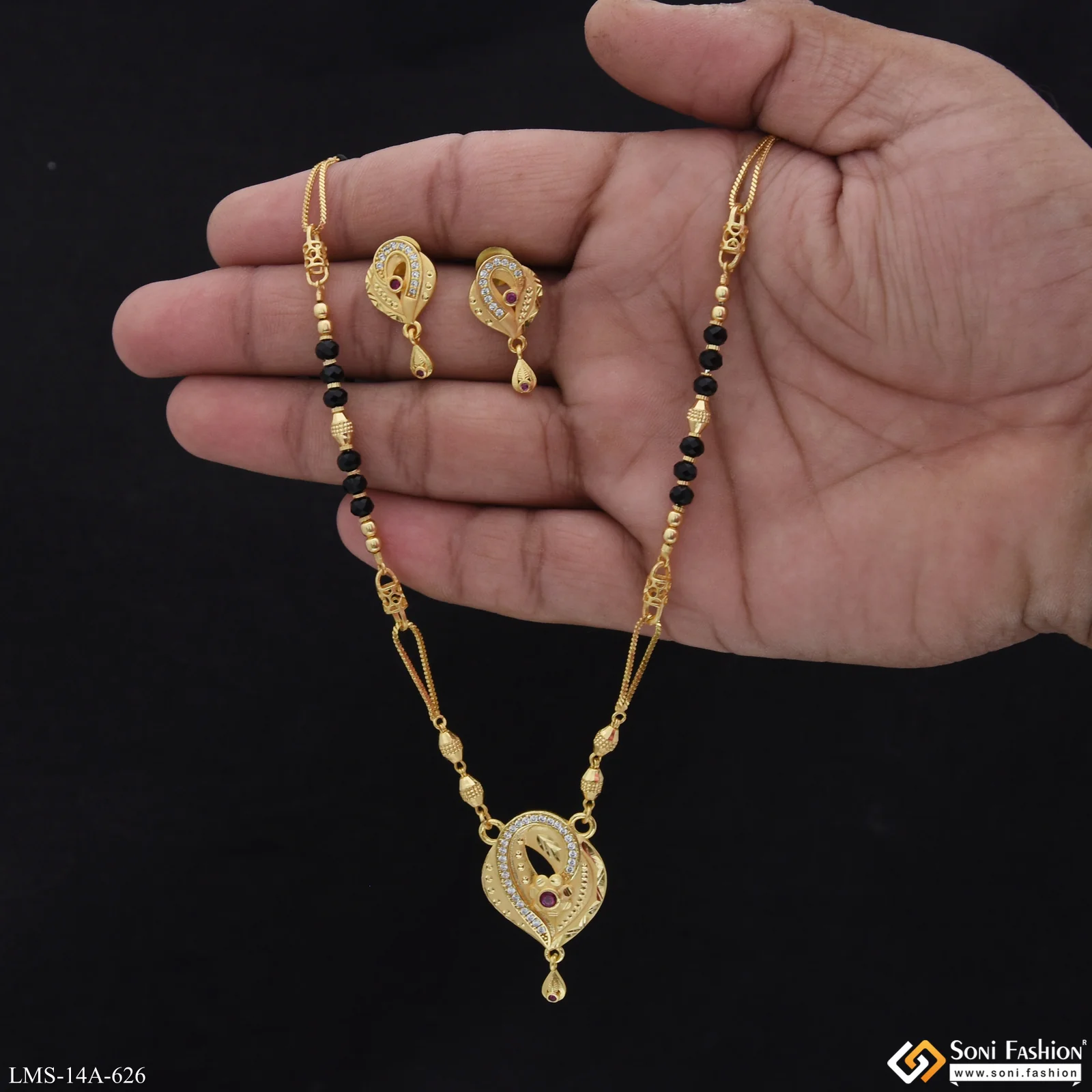 Fashionable Gold Plated Mangalsutra Set for Women - Style A626 - Image 2