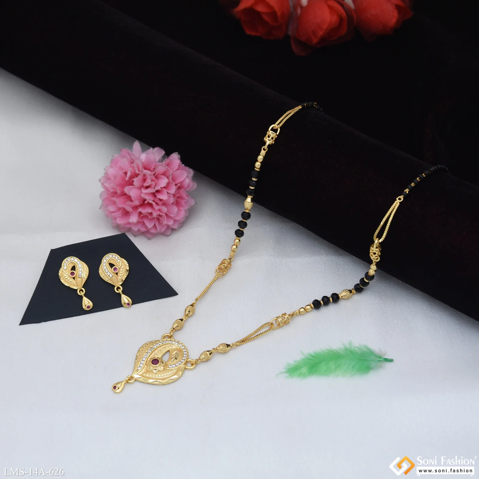 Fashionable Gold Plated Mangalsutra Set for Women - Style A626 - Image 3