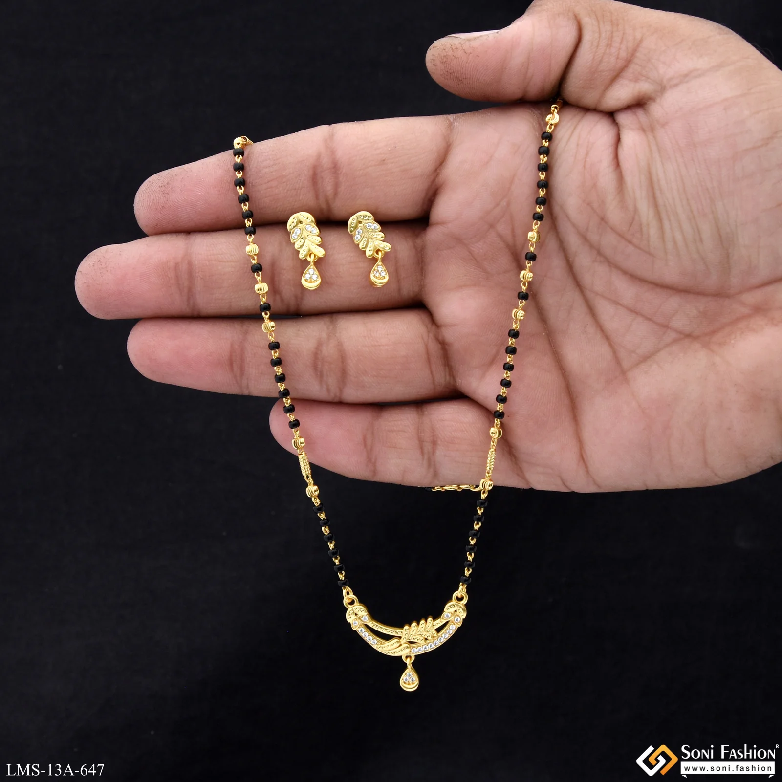 Fashionable Gold Plated Mangalsutra Set for Women - Style A647 - Image 2