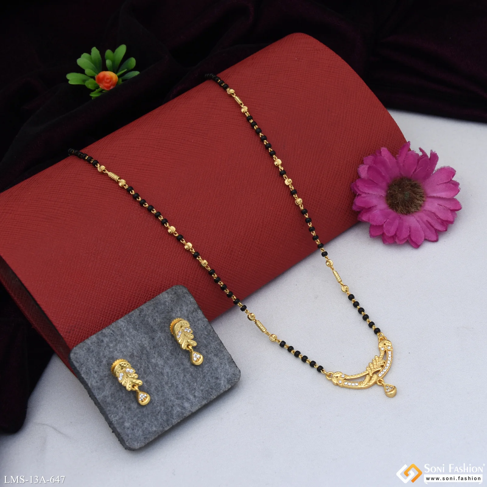 Fashionable Gold Plated Mangalsutra Set for Women - Style A647 - Image 3