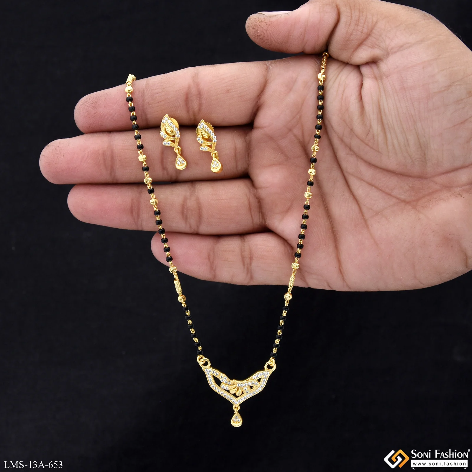 Fashionable Gold Plated Mangalsutra Set for Women - Style A653 - Image 2