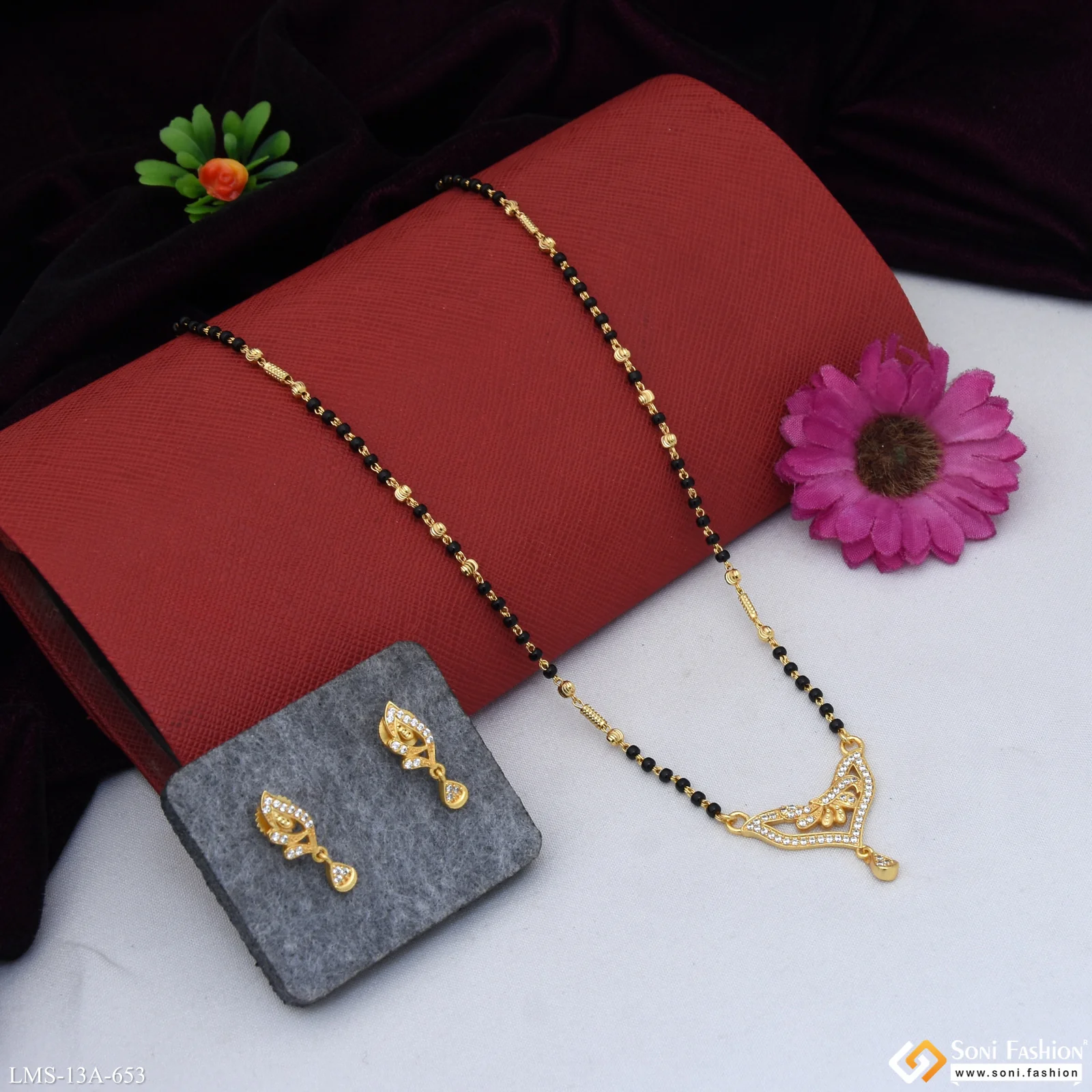 Fashionable Gold Plated Mangalsutra Set for Women - Style A653 - Image 3