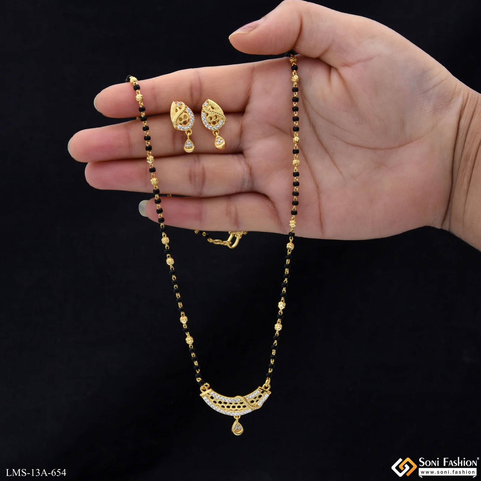 Fashionable Gold Plated Mangalsutra Set for Women - Style A654 - Image 2