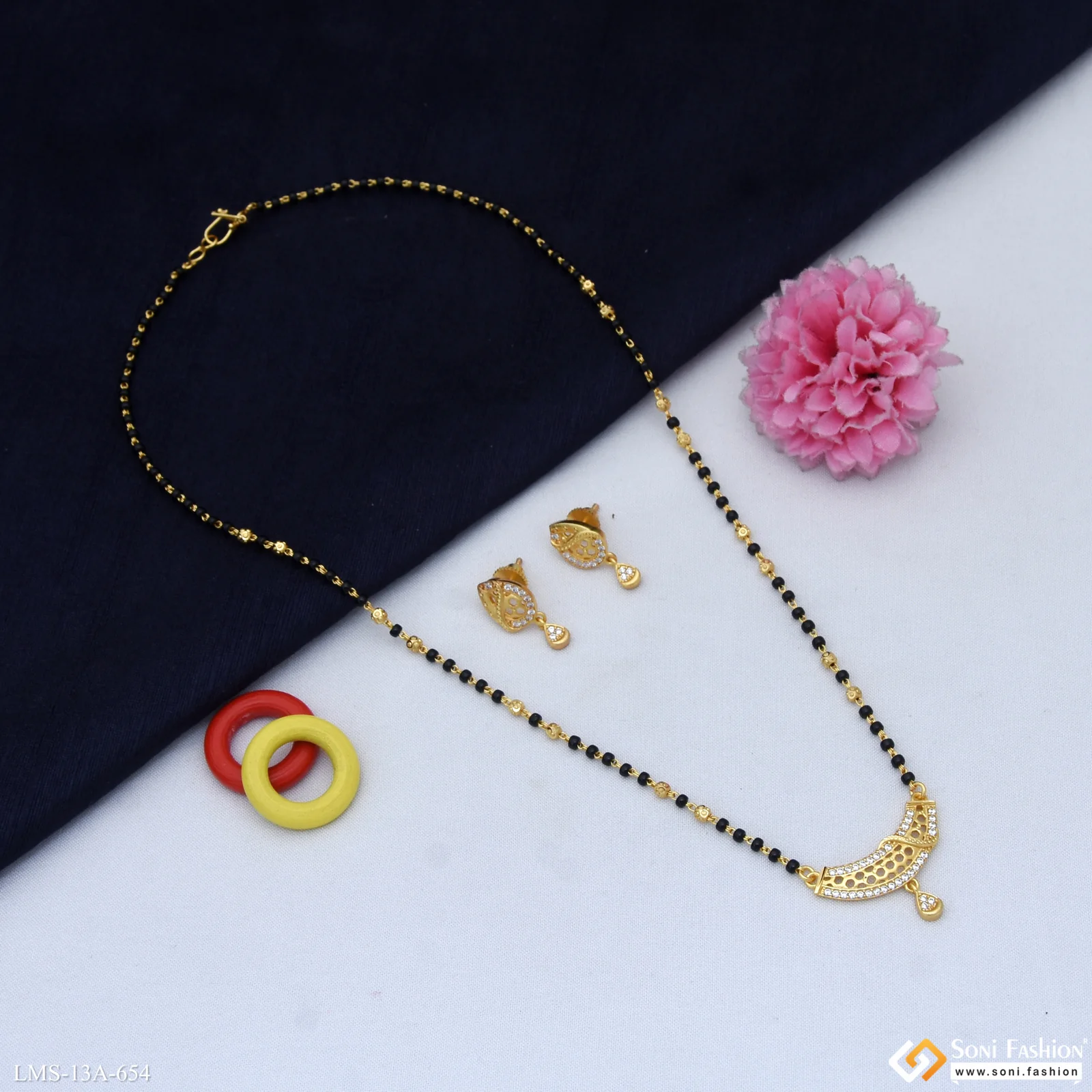 Fashionable Gold Plated Mangalsutra Set for Women - Style A654 - Image 3