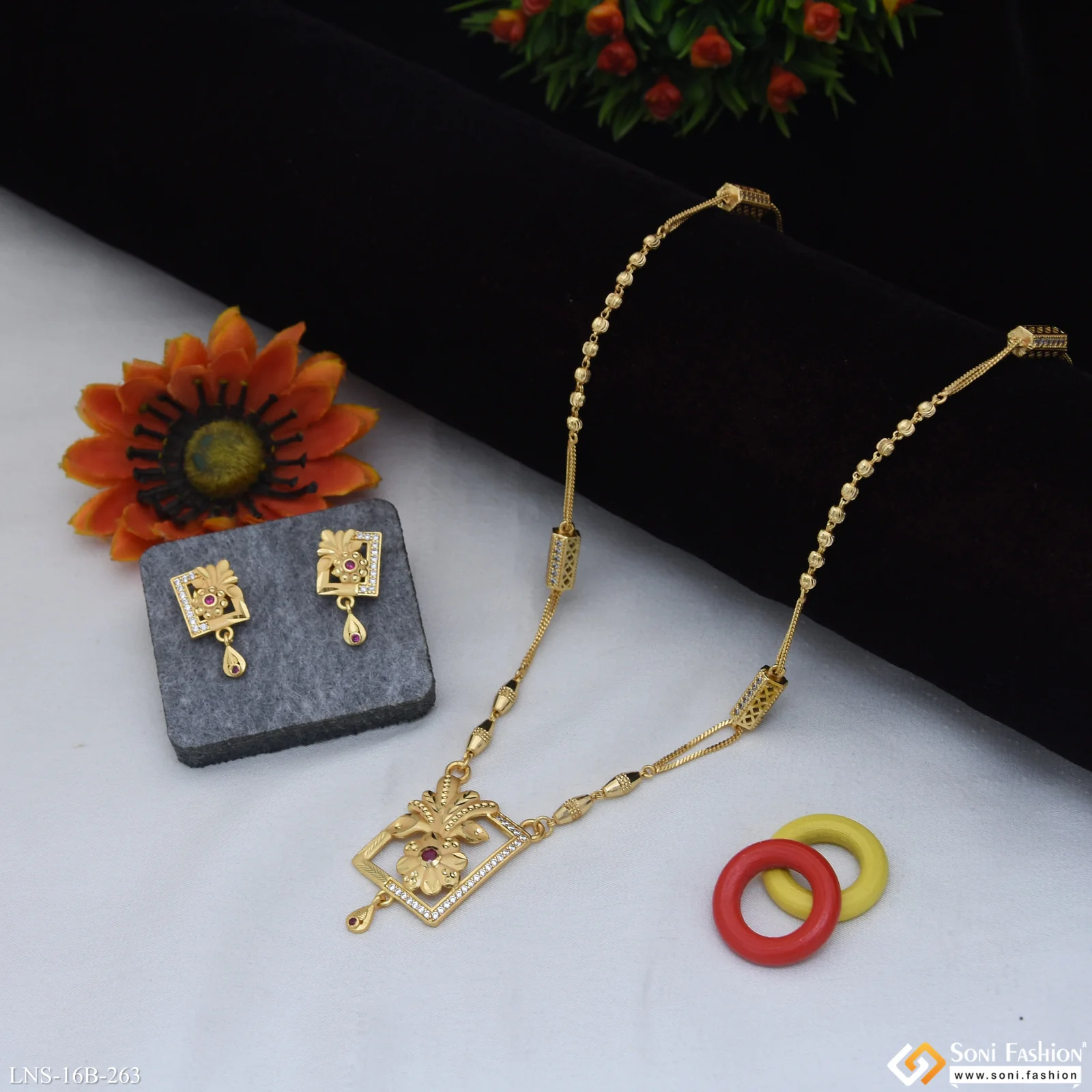 Fashionable Gold Plated Necklace Set for Ladies - Style B263 - Image 3