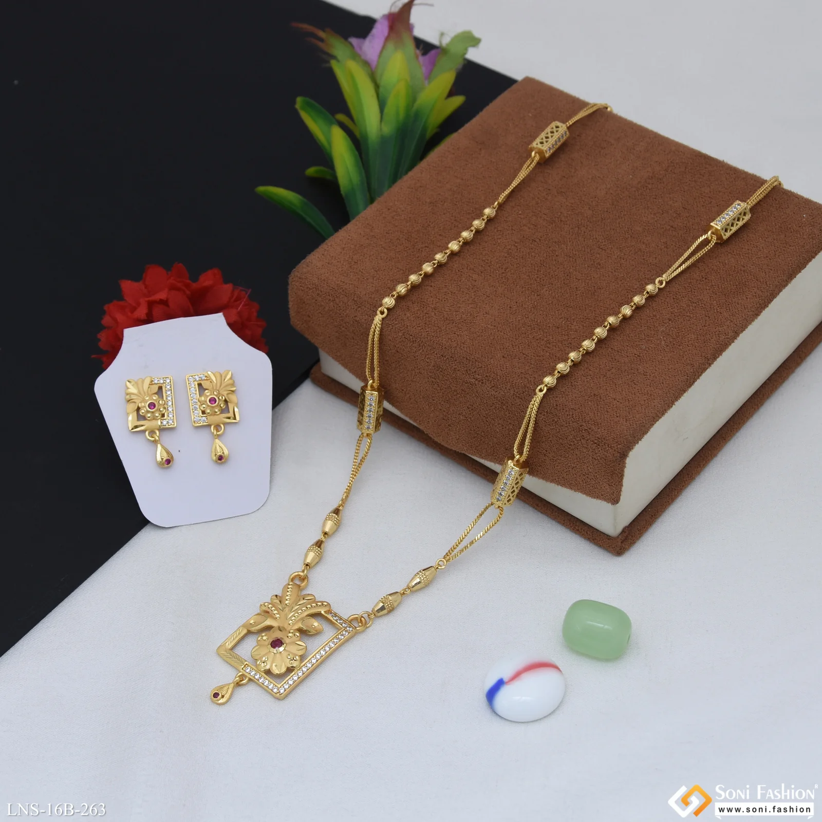 Fashionable Gold Plated Necklace Set for Ladies - Style B263 - Image 5