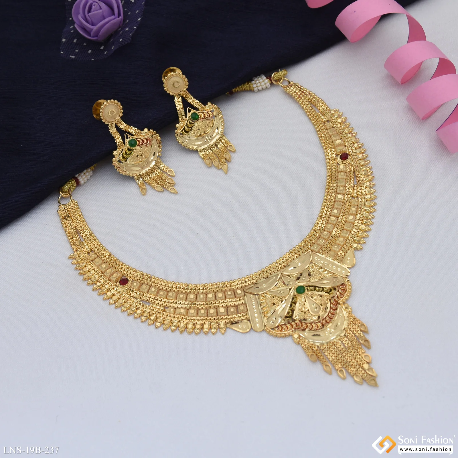 Fashionable Gold Plated Necklace Set for Women - Style B237 - Image 4