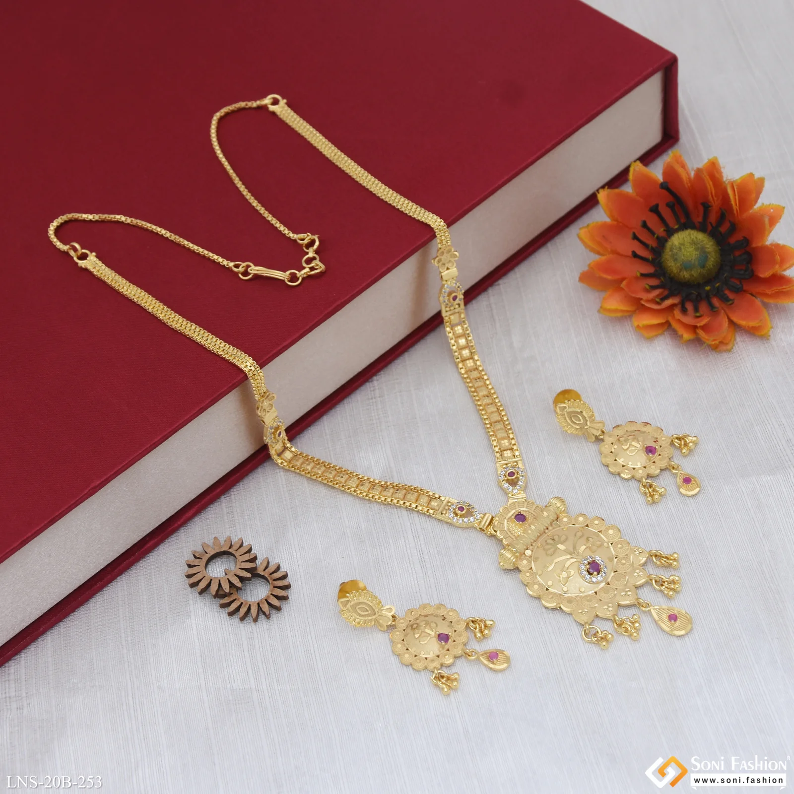 Fashionable Gold Plated Necklace Set for Women - Style B253 - Image 4