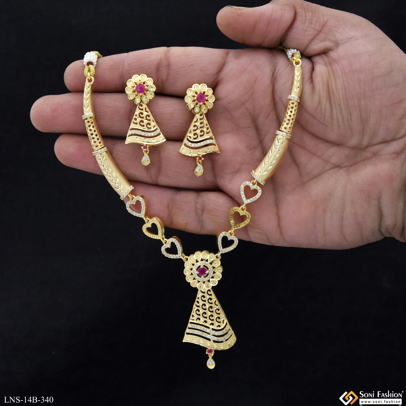 Fashionable Gold Plated Necklace Set for Women - Style B340 - Image 2